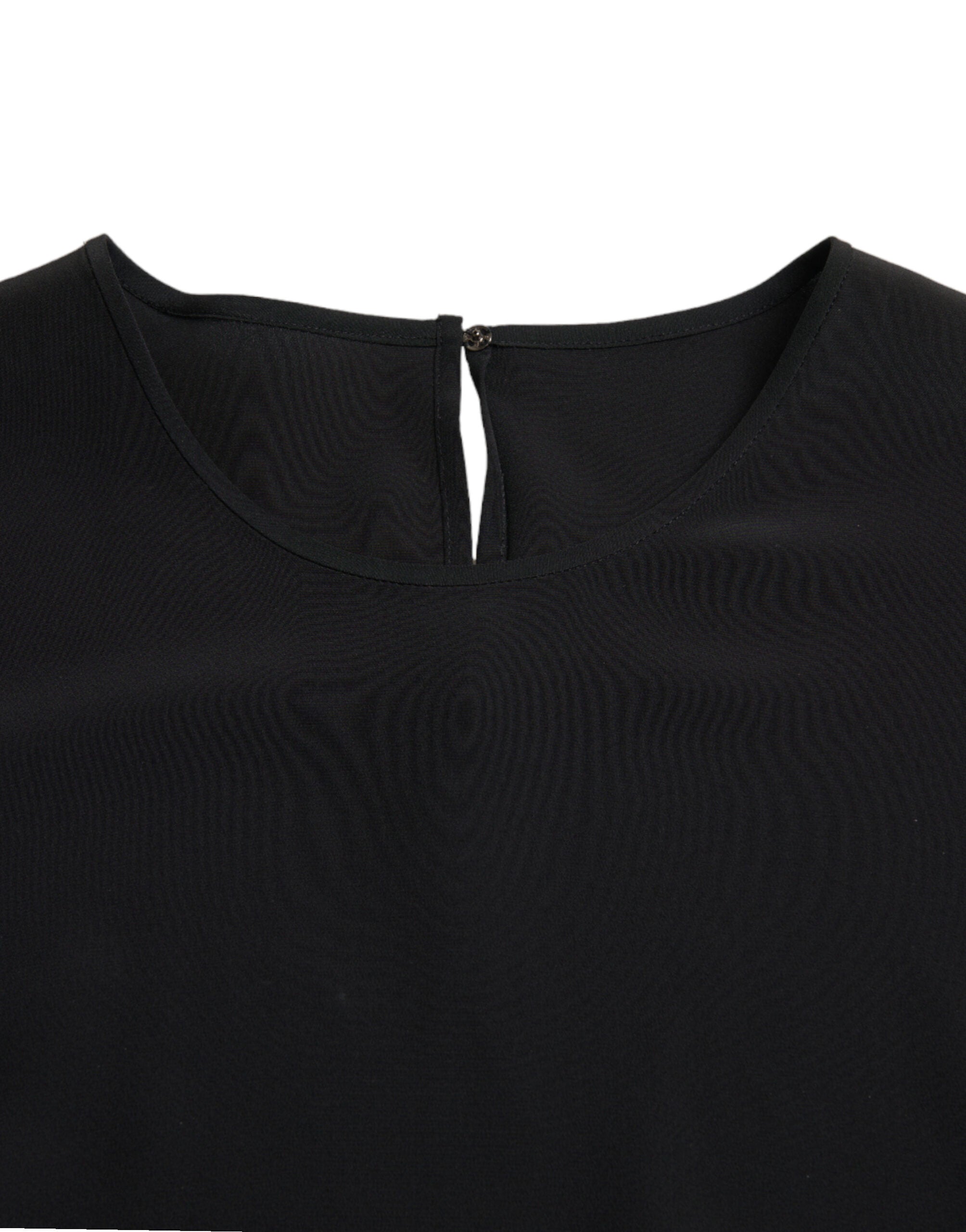 Dolce & Gabbana Black Silk Crewneck Short Sleeve Blouse Top