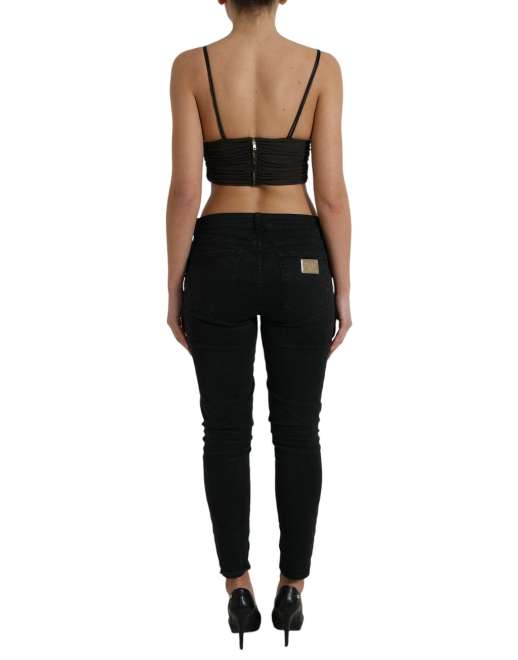 Dolce & Gabbana Brown Viscose Tank Top with Deep V-Neck