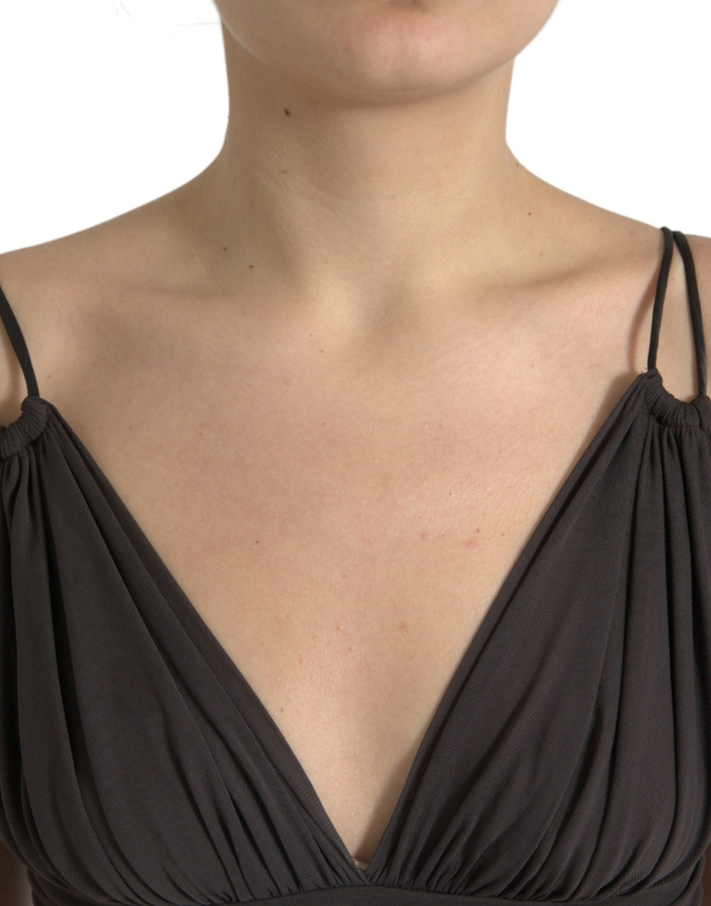 Dolce & Gabbana Brown Viscose Tank Top with Deep V-Neck