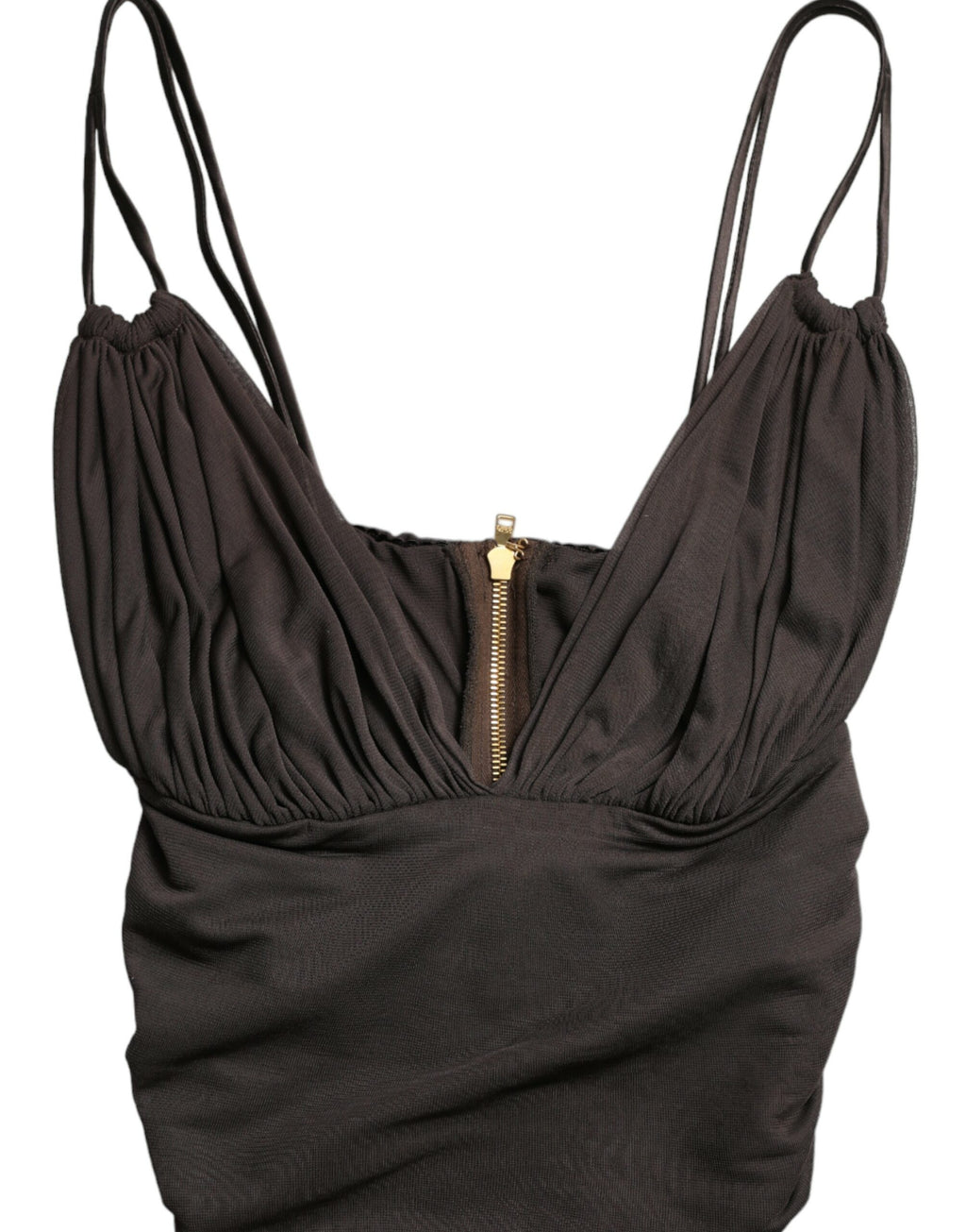 Dolce & Gabbana Brown Viscose Tank Top with Deep V-Neck