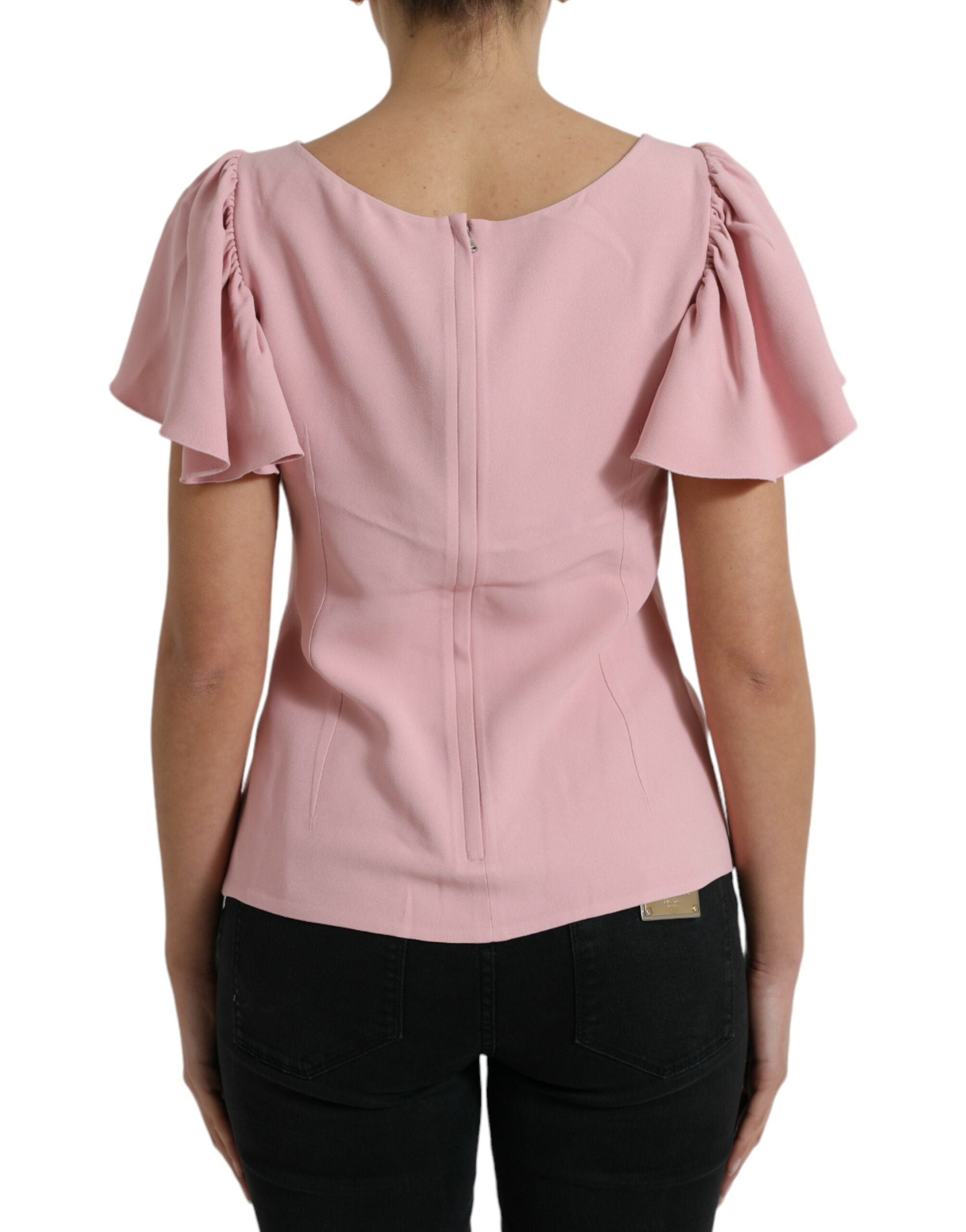 Dolce & Gabbana Rosa Kurzarm Rundhalsausschnitt Blusentop