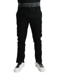 Dolce & Gabbana Schwarze graue Slim Cotton Denim Jeans-Hose