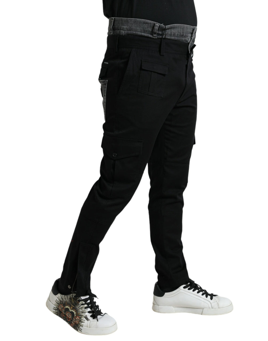 Dolce & Gabbana Schwarze graue Slim Cotton Denim Jeans-Hose