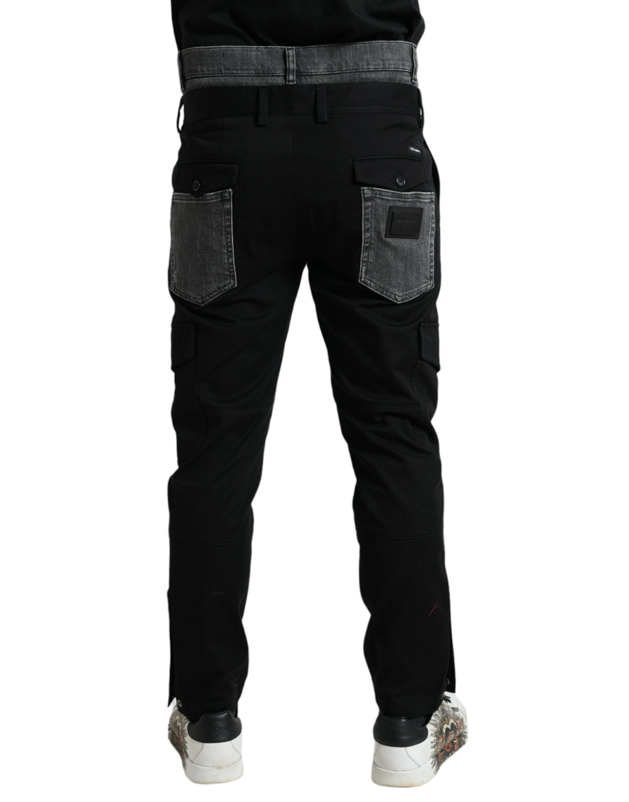 Dolce & Gabbana Schwarze graue Slim Cotton Denim Jeans-Hose