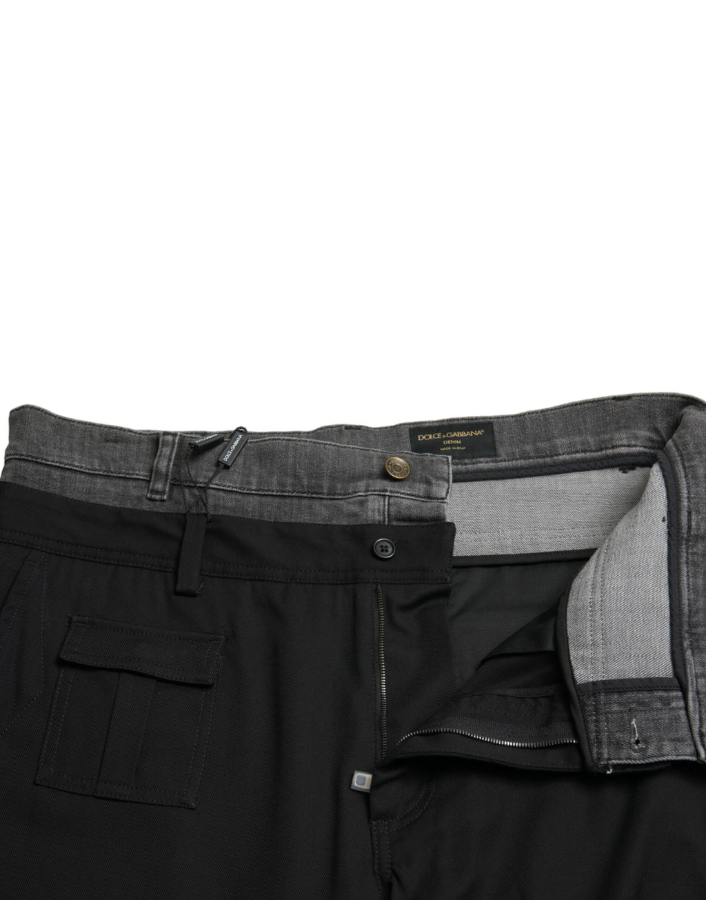Dolce & Gabbana Schwarze graue Slim Cotton Denim Jeans-Hose