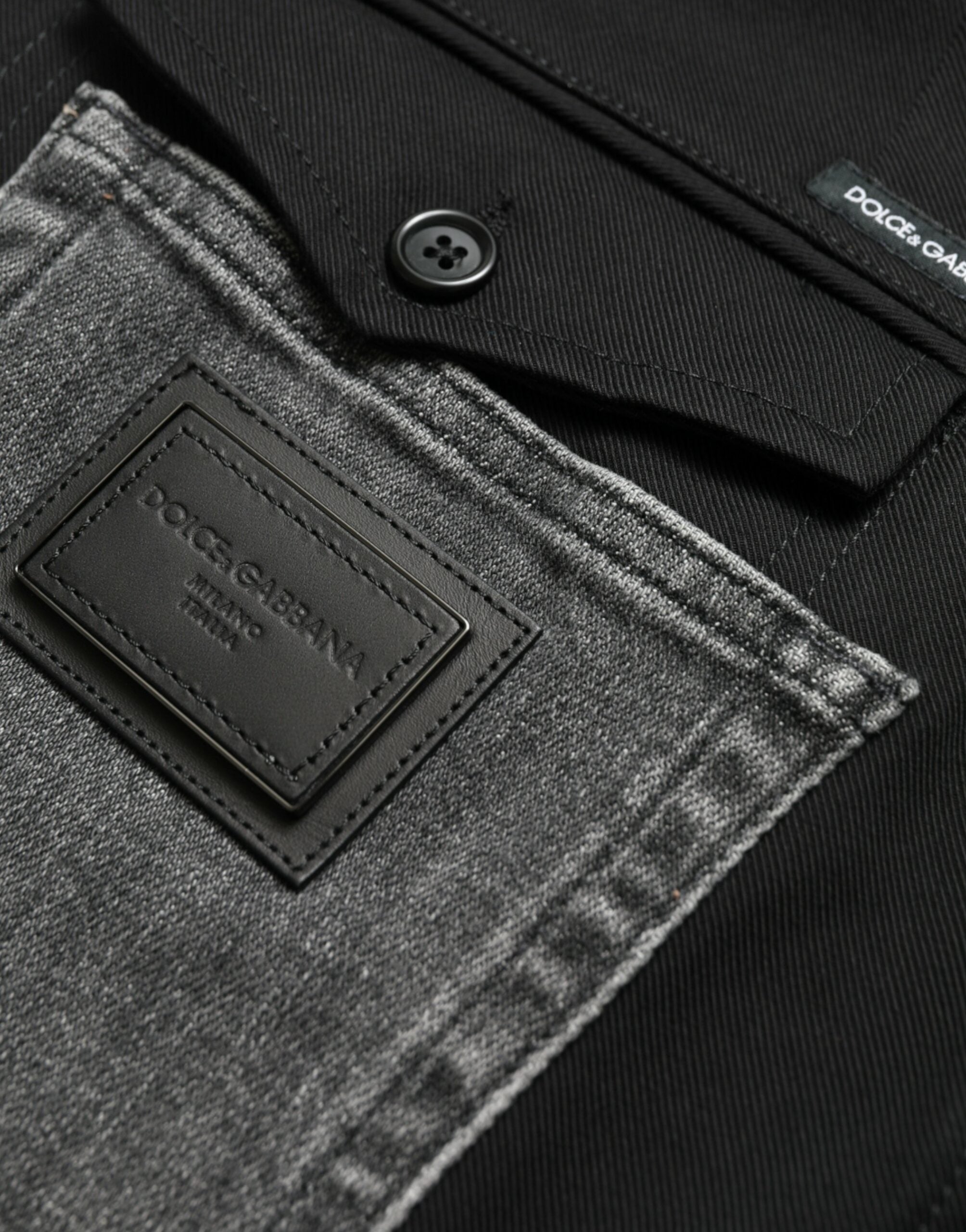 Dolce & Gabbana Schwarze graue Slim Cotton Denim Jeans-Hose