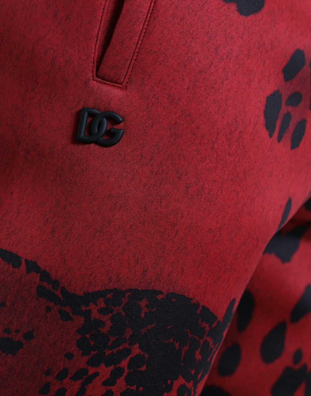 Dolce & Gabbana Rot-Schwarz-Leopard Stretch-Jogger-Hose