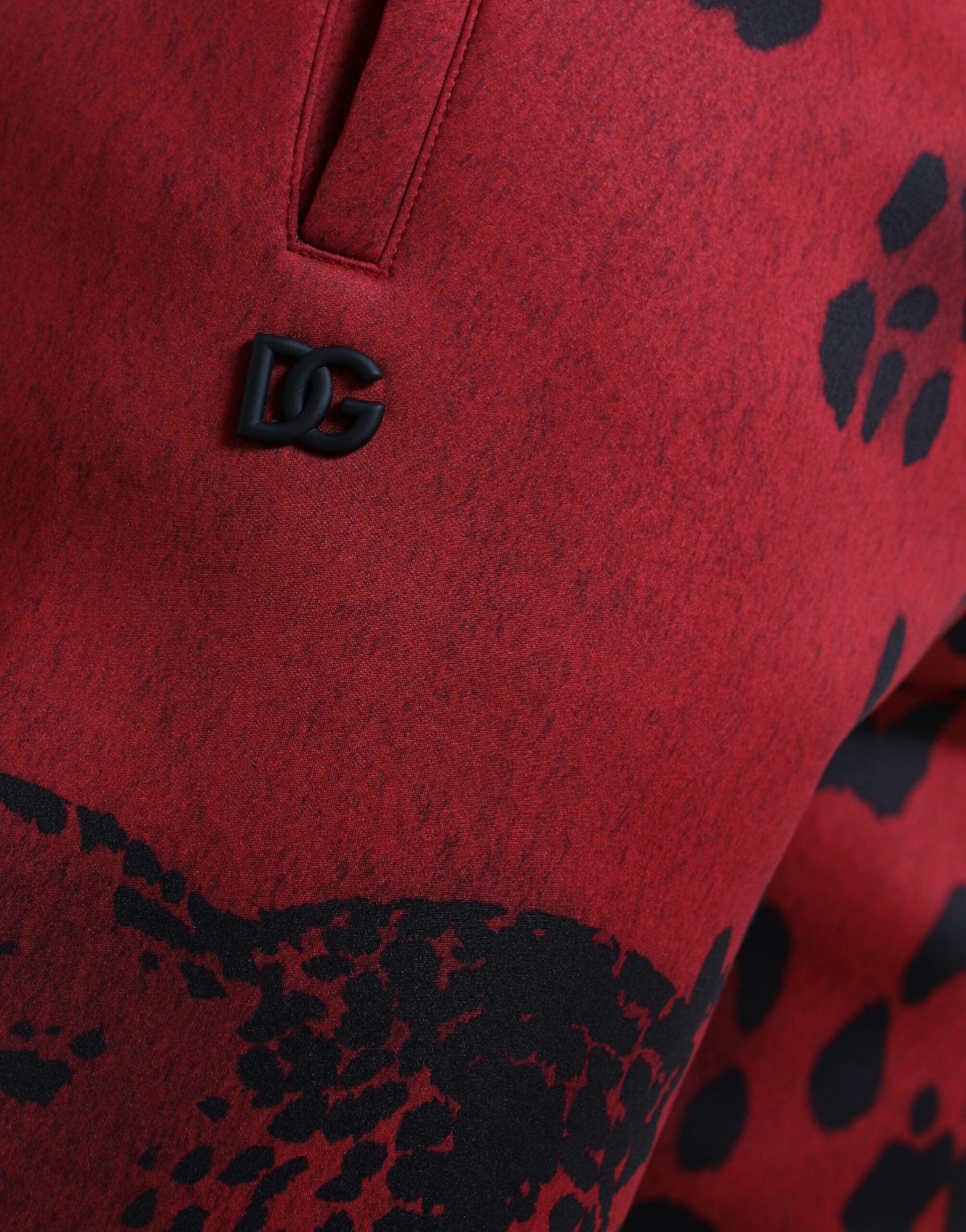 Dolce & Gabbana Rot-Schwarz-Leopard Stretch-Jogger-Hose