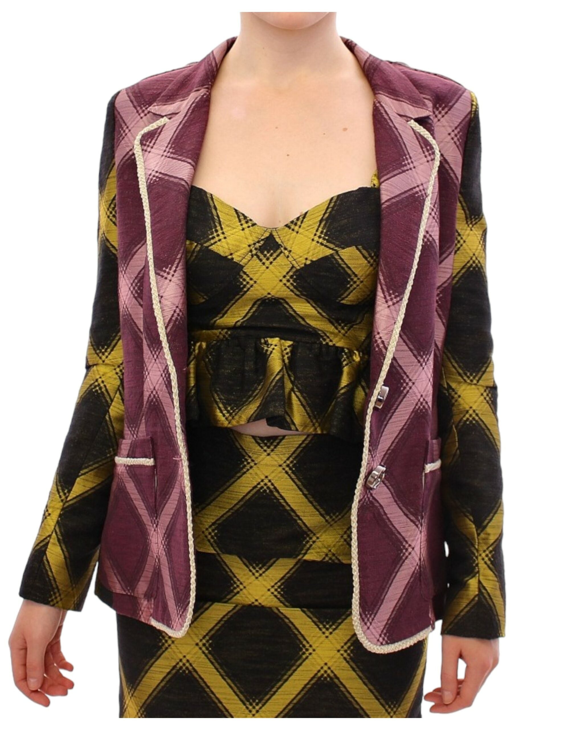 House of Holland Lilac Plaid Blazer Jacket