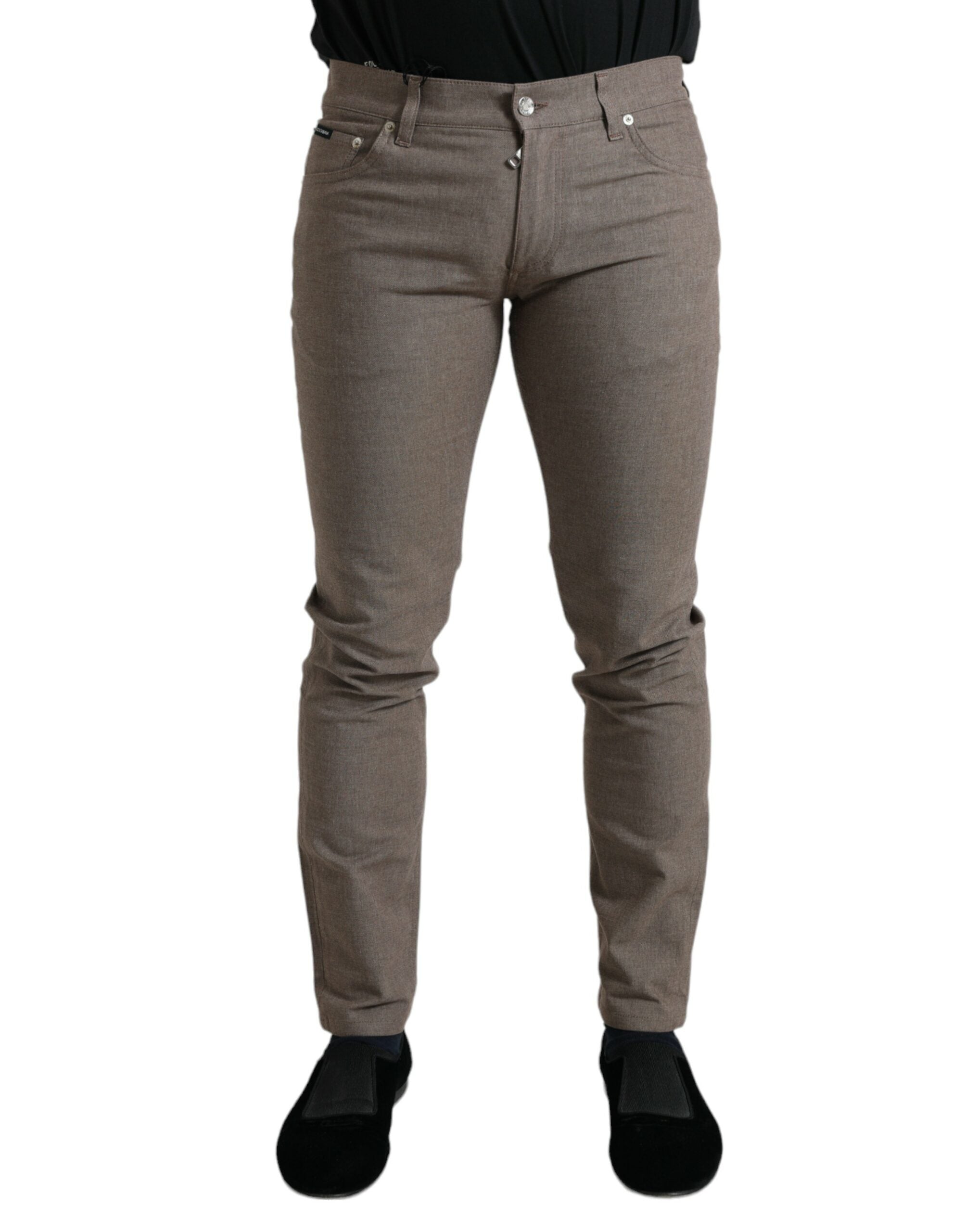 Dolce & Gabbana Men's Brown Cotton-Stretch Skinny Trousers