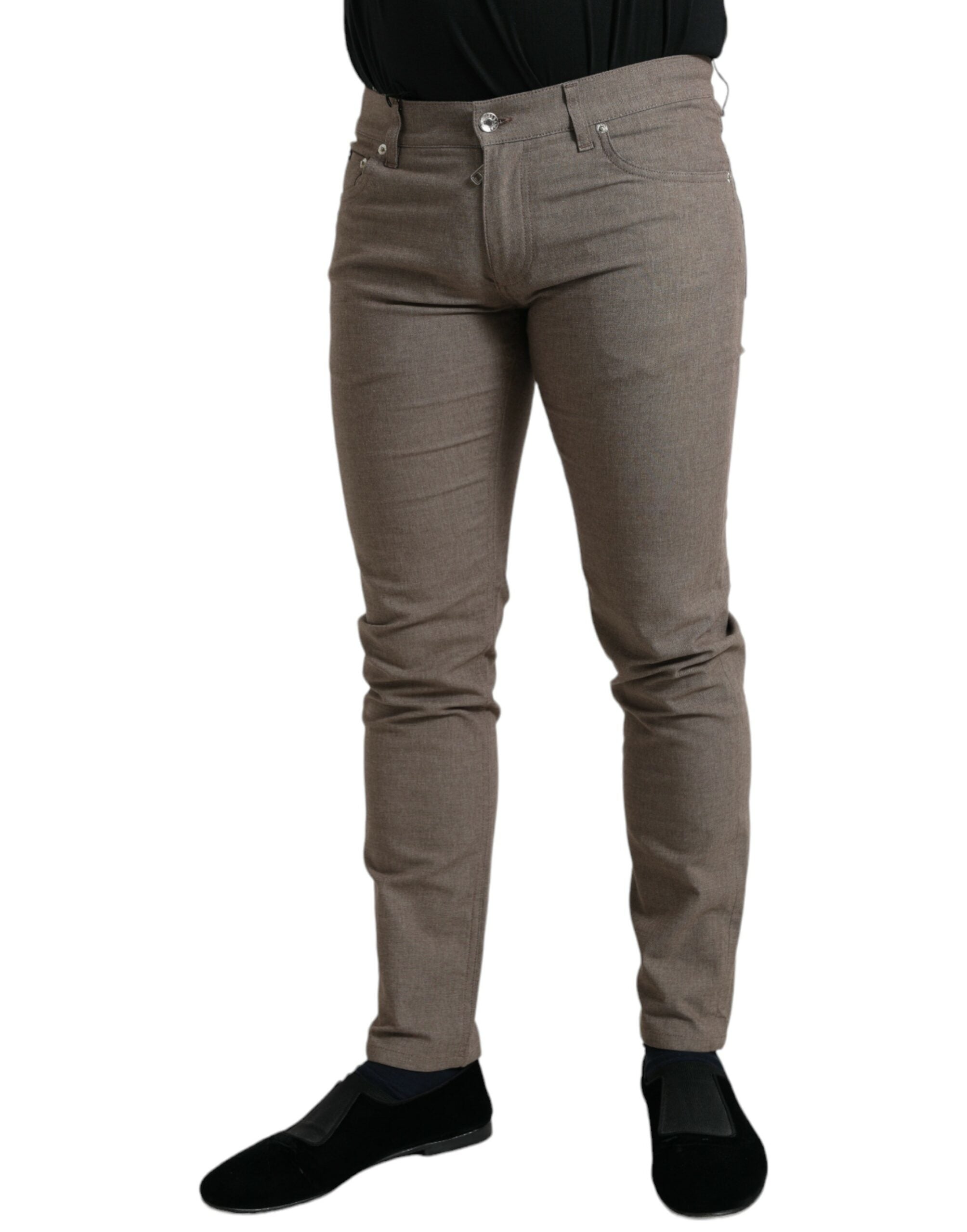 Dolce & Gabbana Men's Brown Cotton-Stretch Skinny Trousers