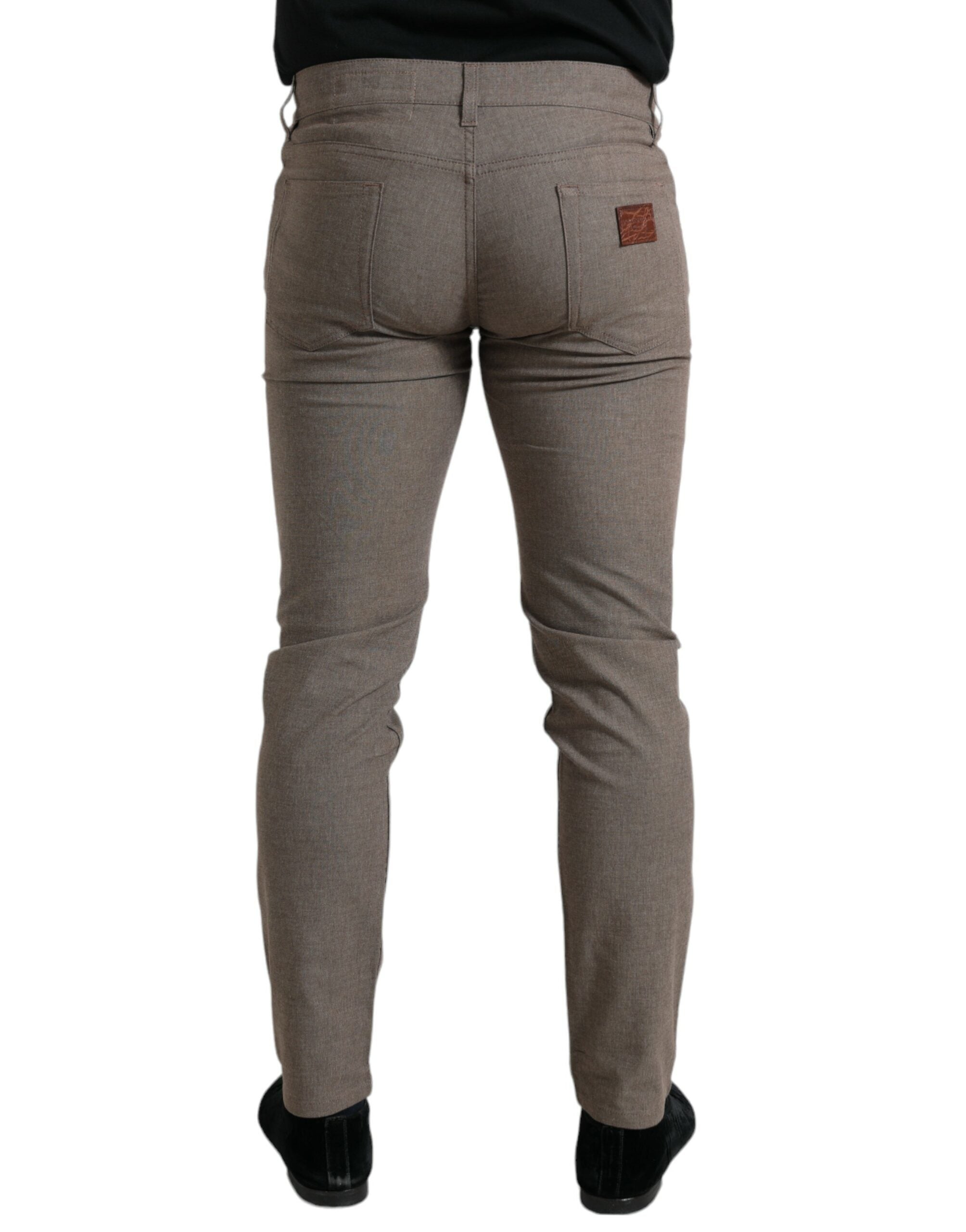 Dolce & Gabbana Men's Brown Cotton-Stretch Skinny Trousers