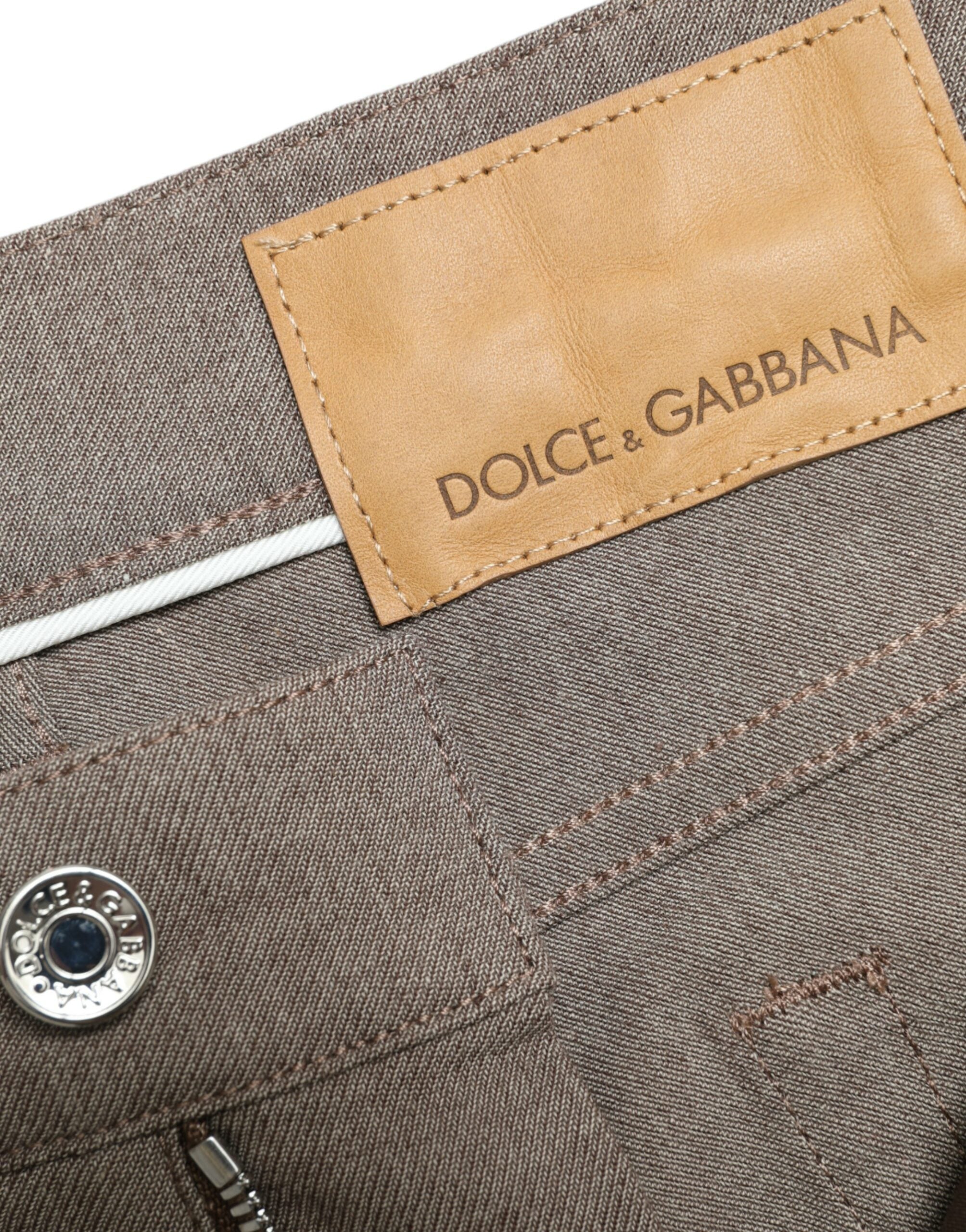 Dolce & Gabbana Men's Brown Cotton-Stretch Skinny Trousers