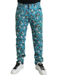Dolce & Gabbana Blue Cotton Skinny Floral Print Jeans