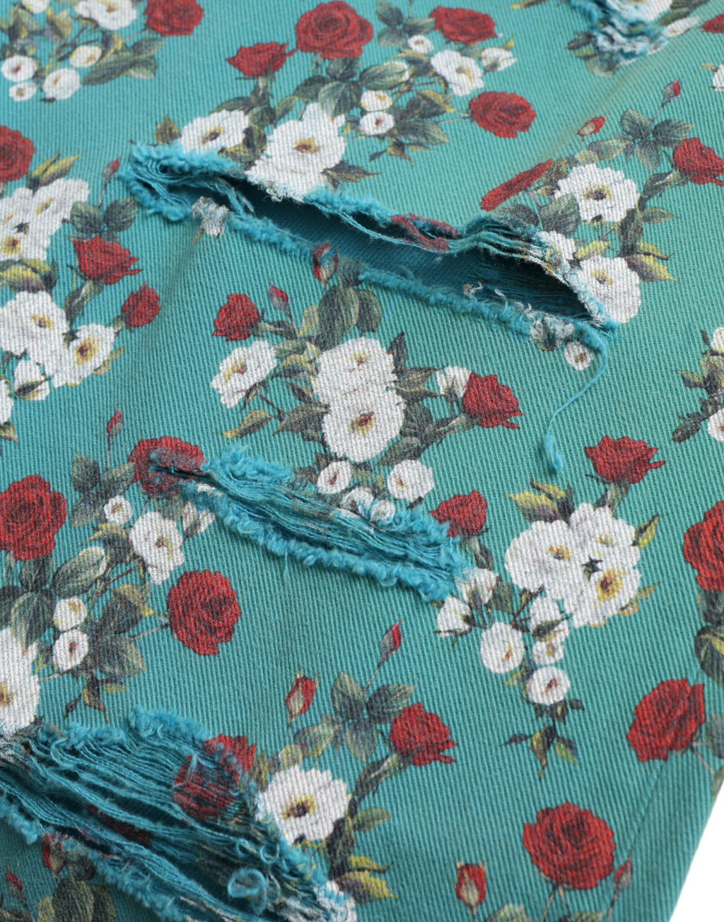 Dolce & Gabbana Blue Cotton Skinny Floral Print Jeans