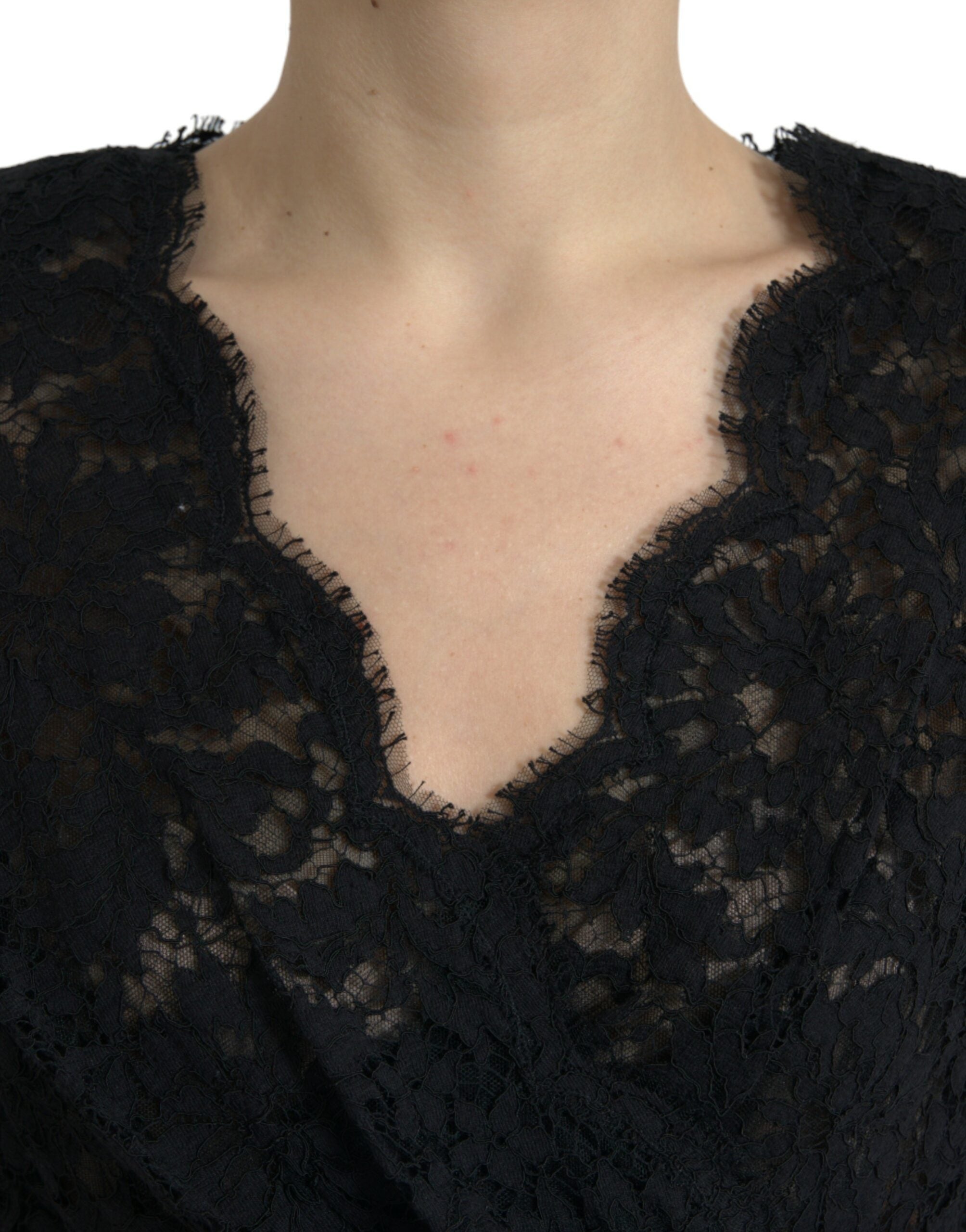 Dolce & Gabbana Black Cotton Lace Bodycon Mini Dress