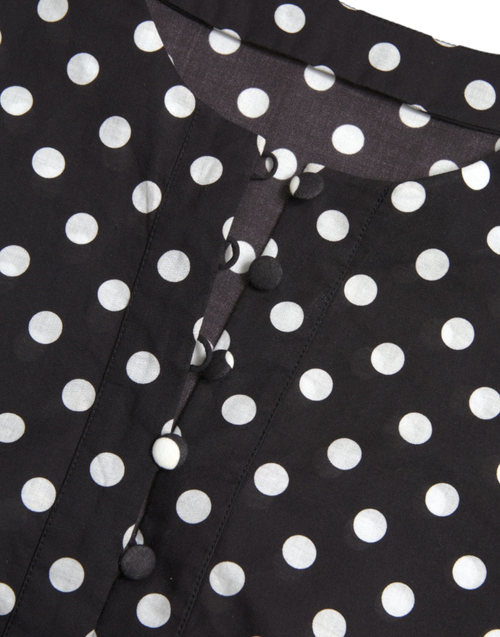 Dolce & Gabbana Black and White Polka Dot Nylon Shift Mini Dress