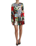Dolce & Gabbana Multicolor Floral Patchwork Shift Minikleid