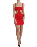 Dolce & Gabbana Red Cut-Out Sleeveless Nylon Mini Dress