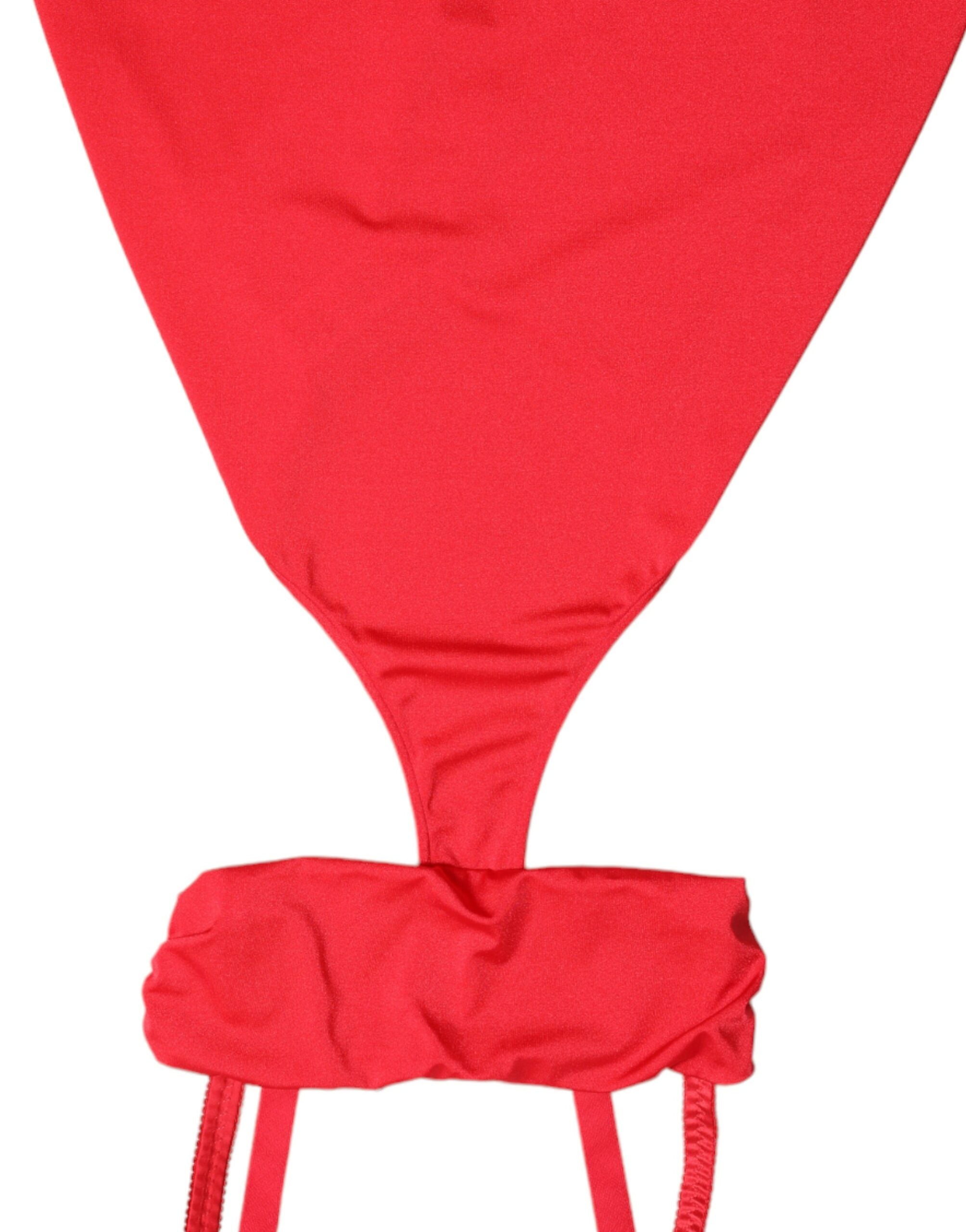 Dolce & Gabbana Red Cut-Out Sleeveless Nylon Mini Dress