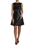 Valentino Glossy Black Nylon Cutout A-Line Mini Dress