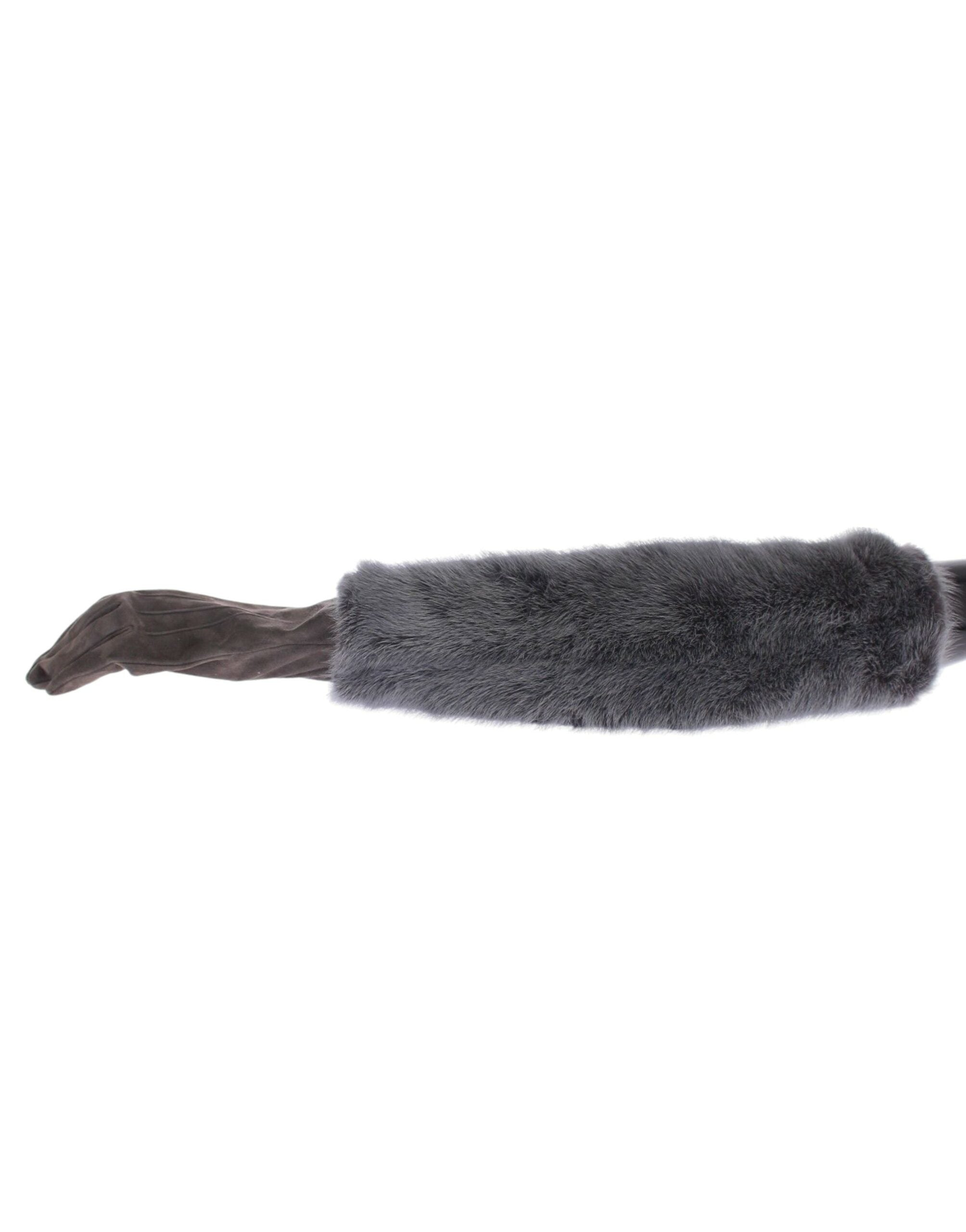 Dolce & Gabbana Graue Nerzfell-Lammfell-Wildleder-Handschuhe