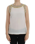 Dolce & Gabbana Weißes kristallbesetztes Tanktop