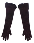 Dolce & Gabbana Lila Nerz Pelz Ziegenfell Wildleder Handschuhe