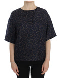 Dolce & Gabbana Blue and Gold Silk Blouse with Key Print