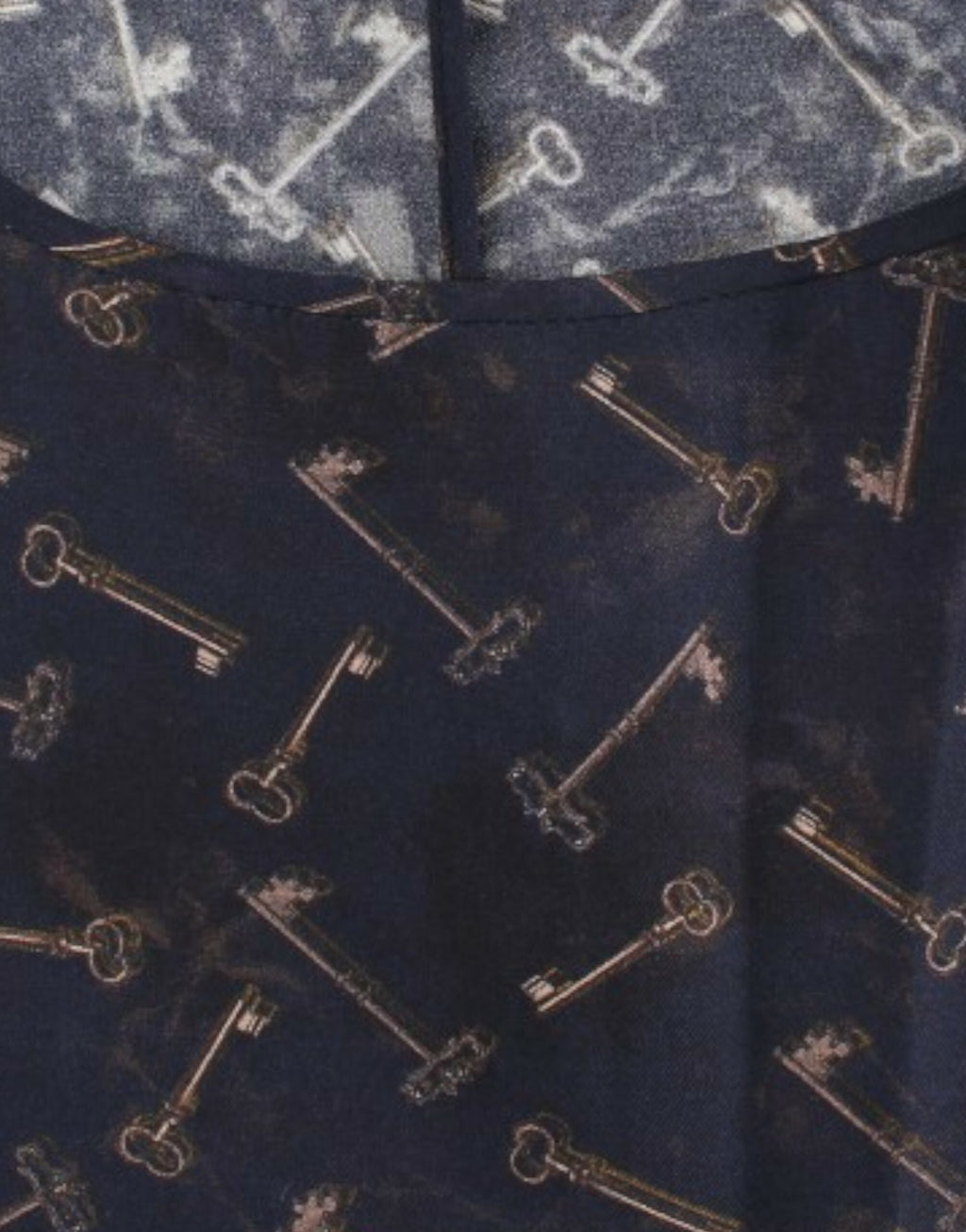 Dolce & Gabbana Blue and Gold Silk Blouse with Key Print