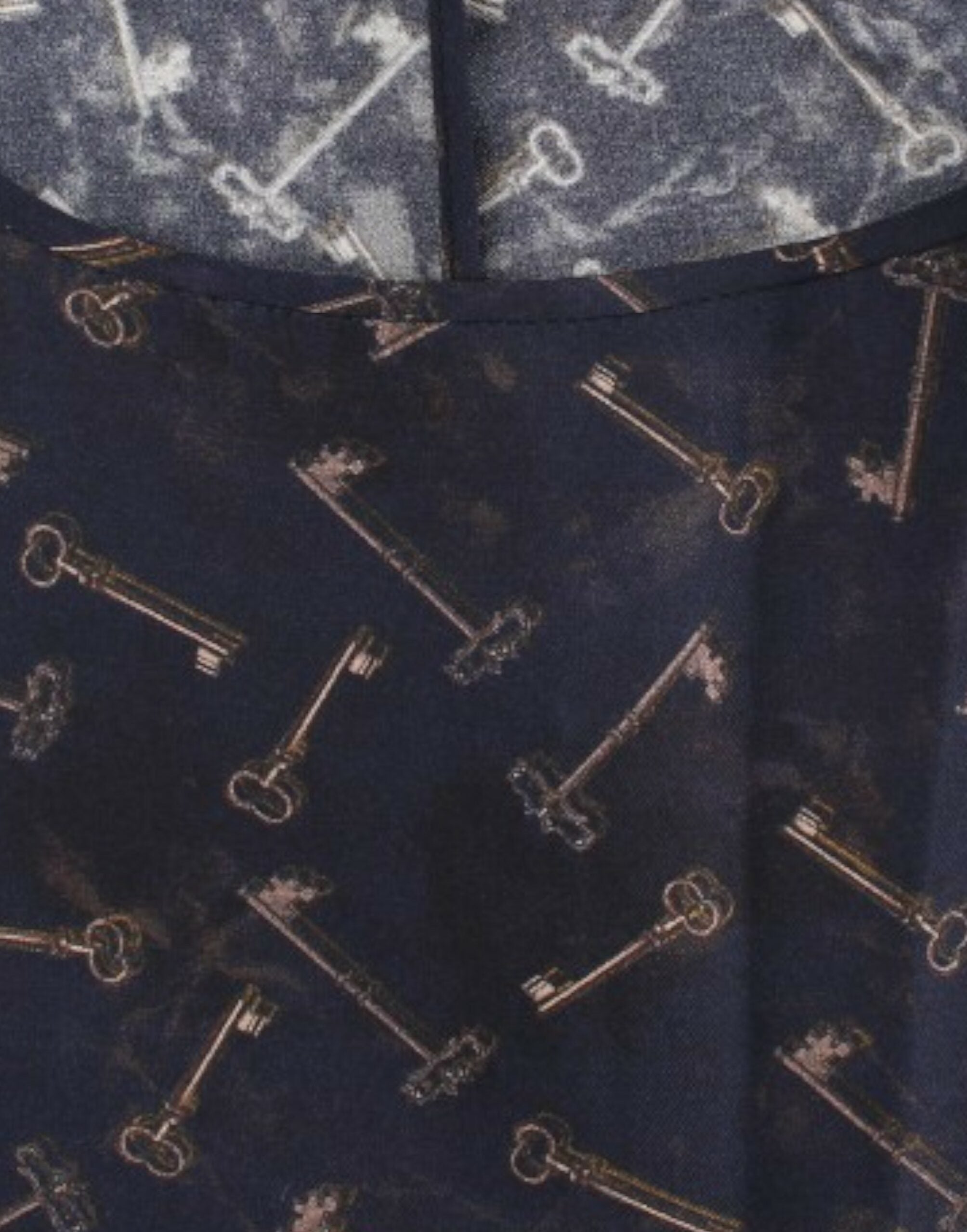 Dolce & Gabbana Blue and Gold Silk Blouse with Key Print