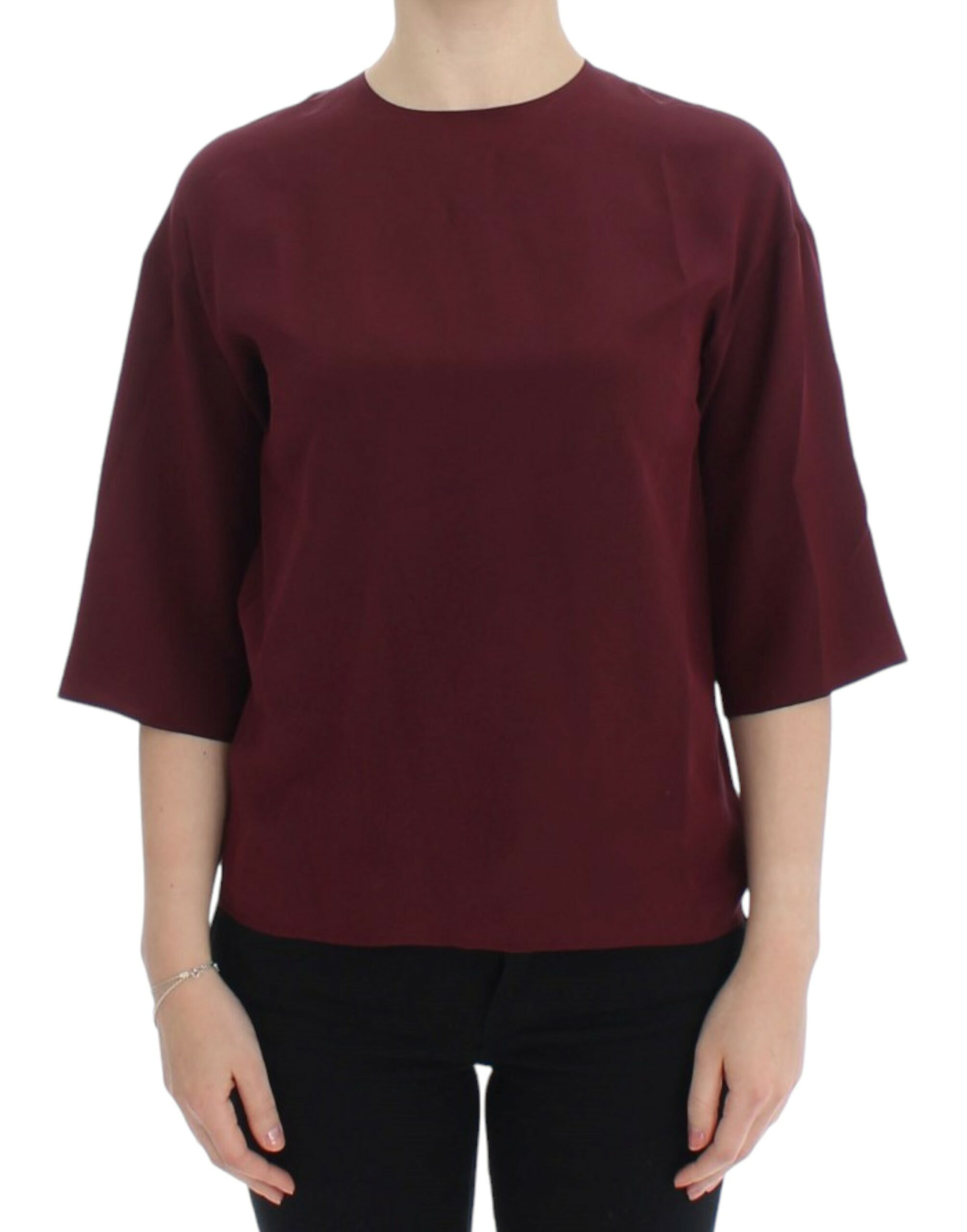 Dolce & Gabbana Rote 3/4-Ärmel-Seidenbluse