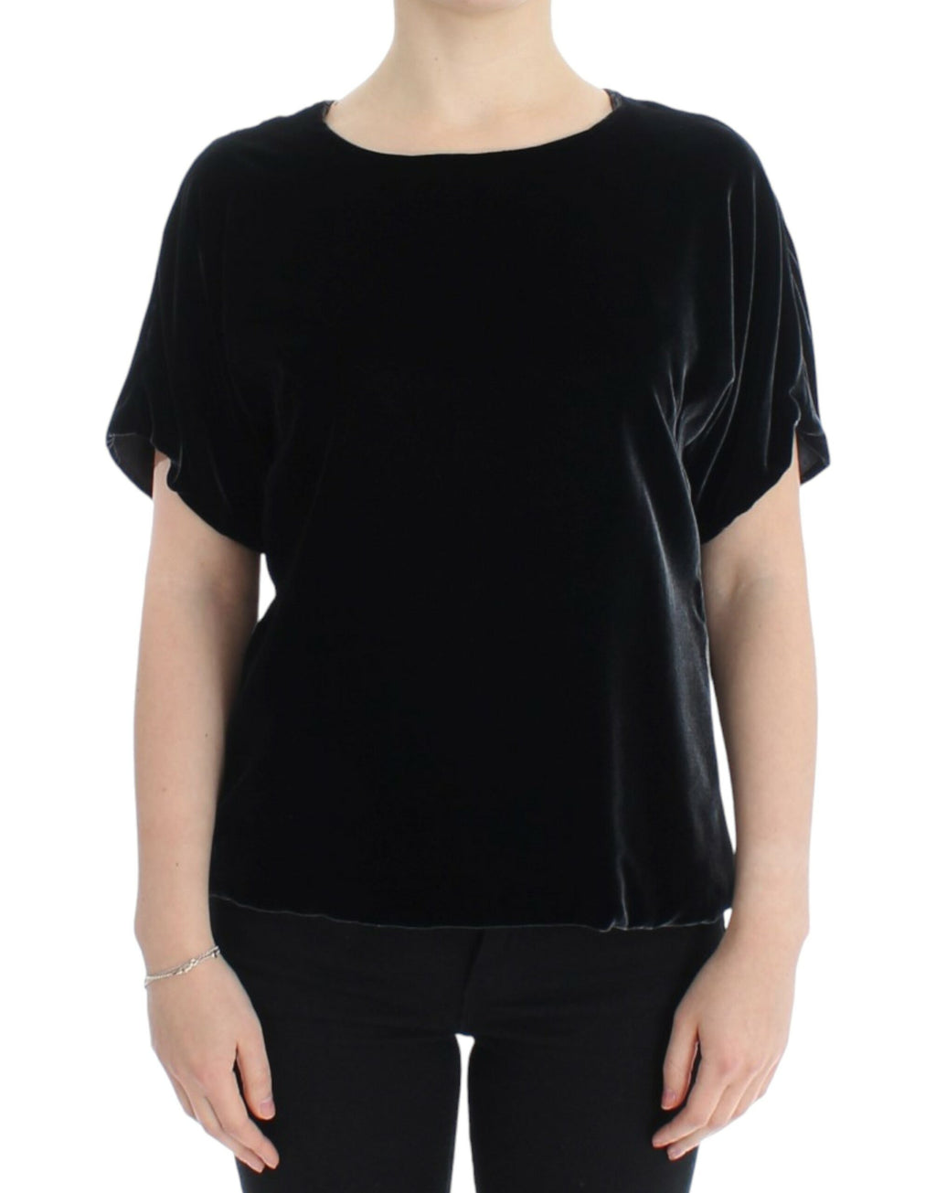 Dolce & Gabbana Black Velvet Short Sleeve Blouse