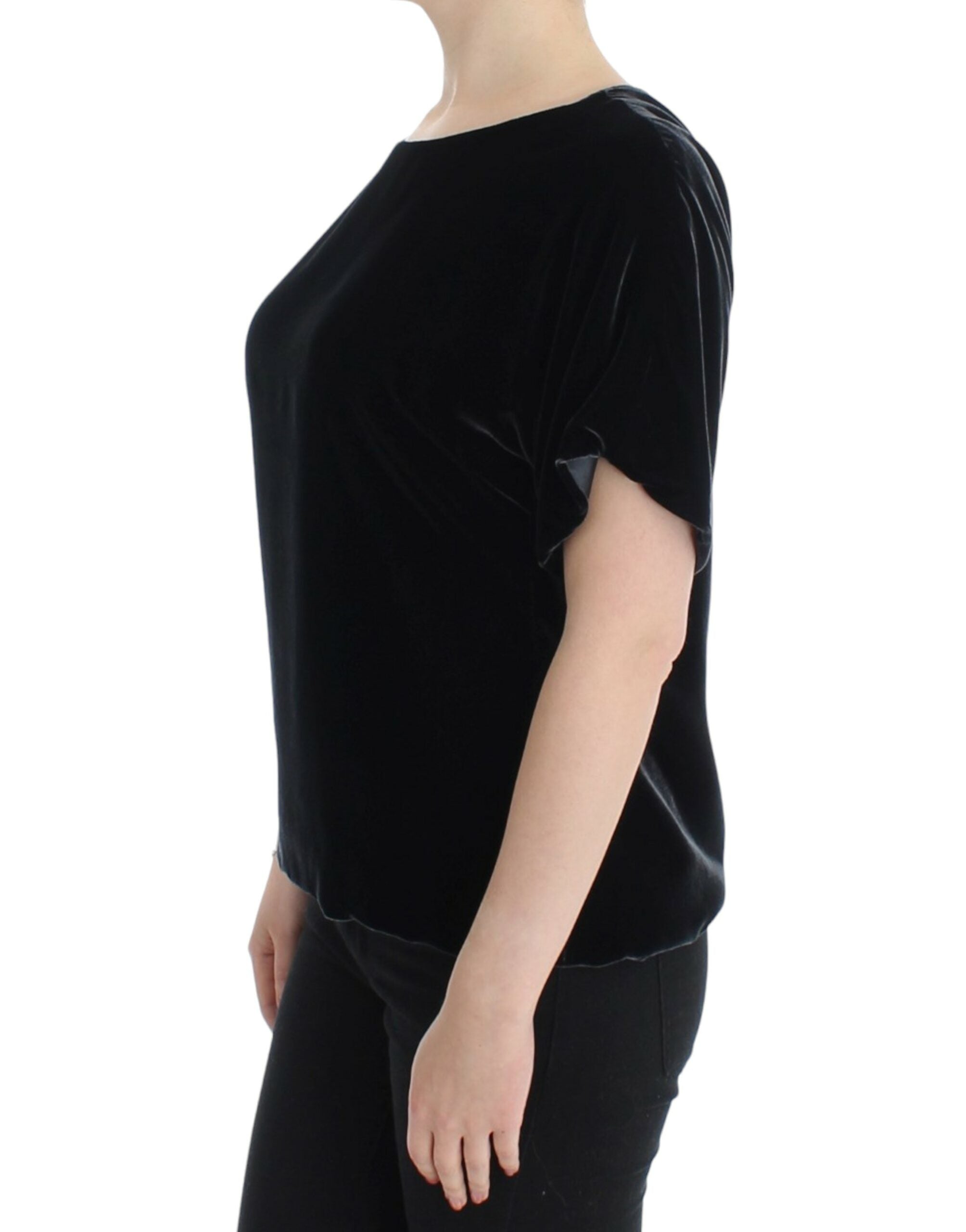 Dolce & Gabbana Black Velvet Short Sleeve Blouse
