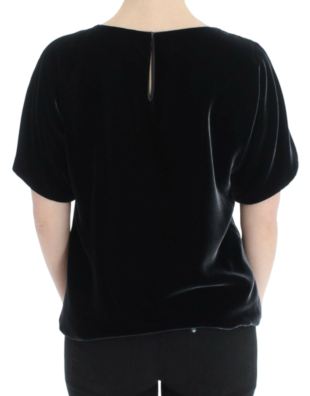 Dolce & Gabbana Black Velvet Short Sleeve Blouse