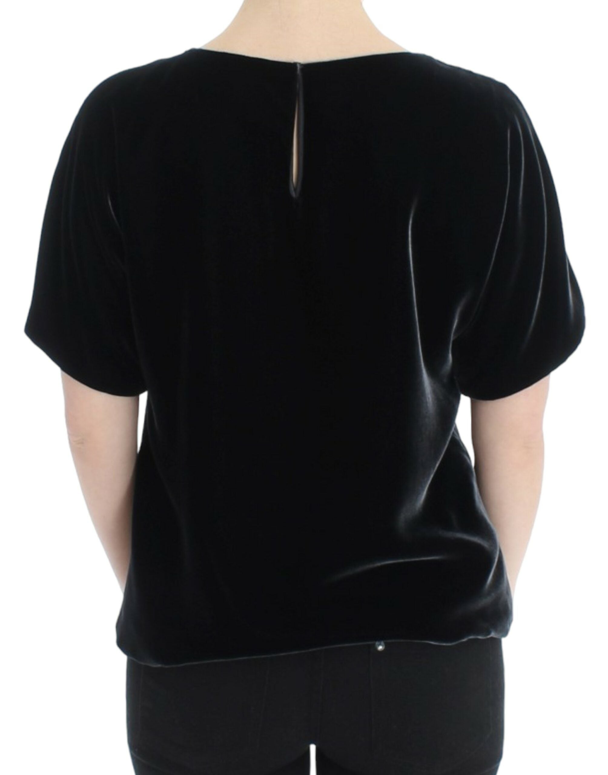 Dolce & Gabbana Black Velvet Short Sleeve Blouse