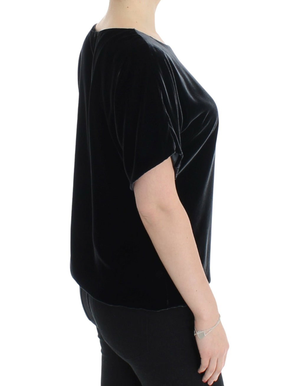 Dolce & Gabbana Black Velvet Short Sleeve Blouse