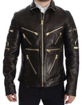 Dolce & Gabbana Braune Lammfell-Lederjacke mit Reißverschluss