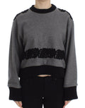 Dolce & Gabbana Grey Black Lace Sweater in Wool and Cashmere