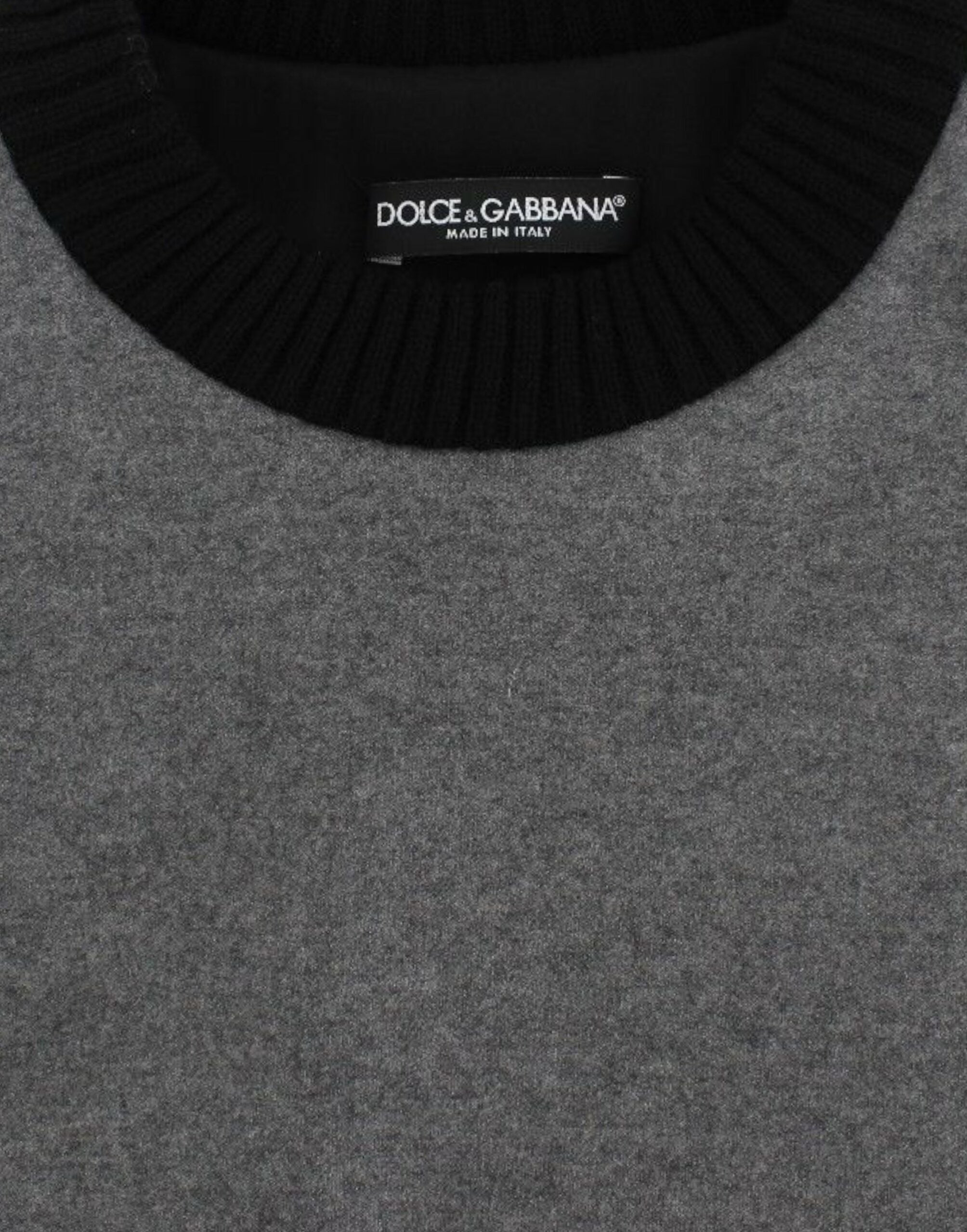 Dolce & Gabbana Grey Black Lace Sweater in Wool and Cashmere
