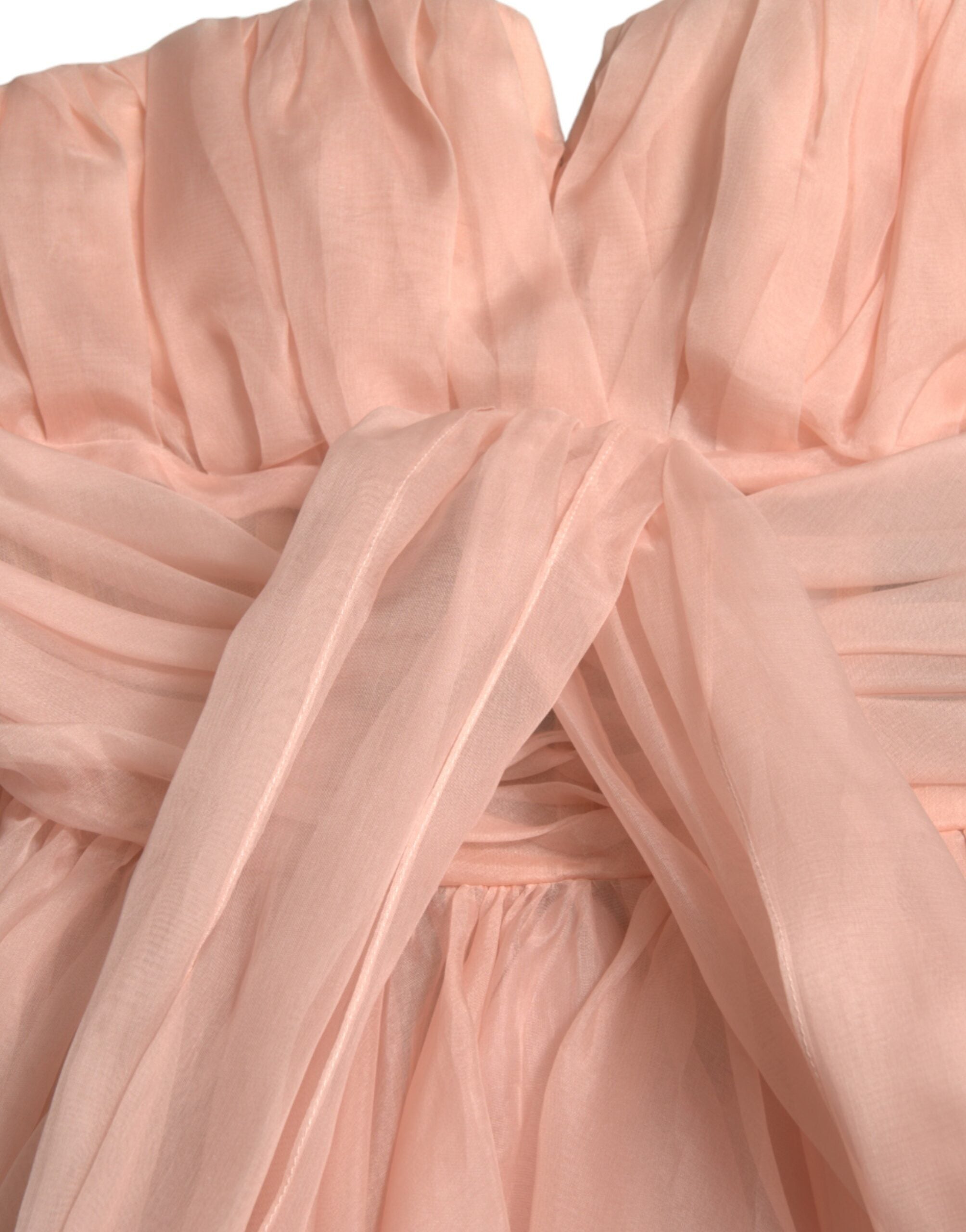 Dolce & Gabbana Pink Silk Chiffon Halter A-Line Pleated Midi Dress