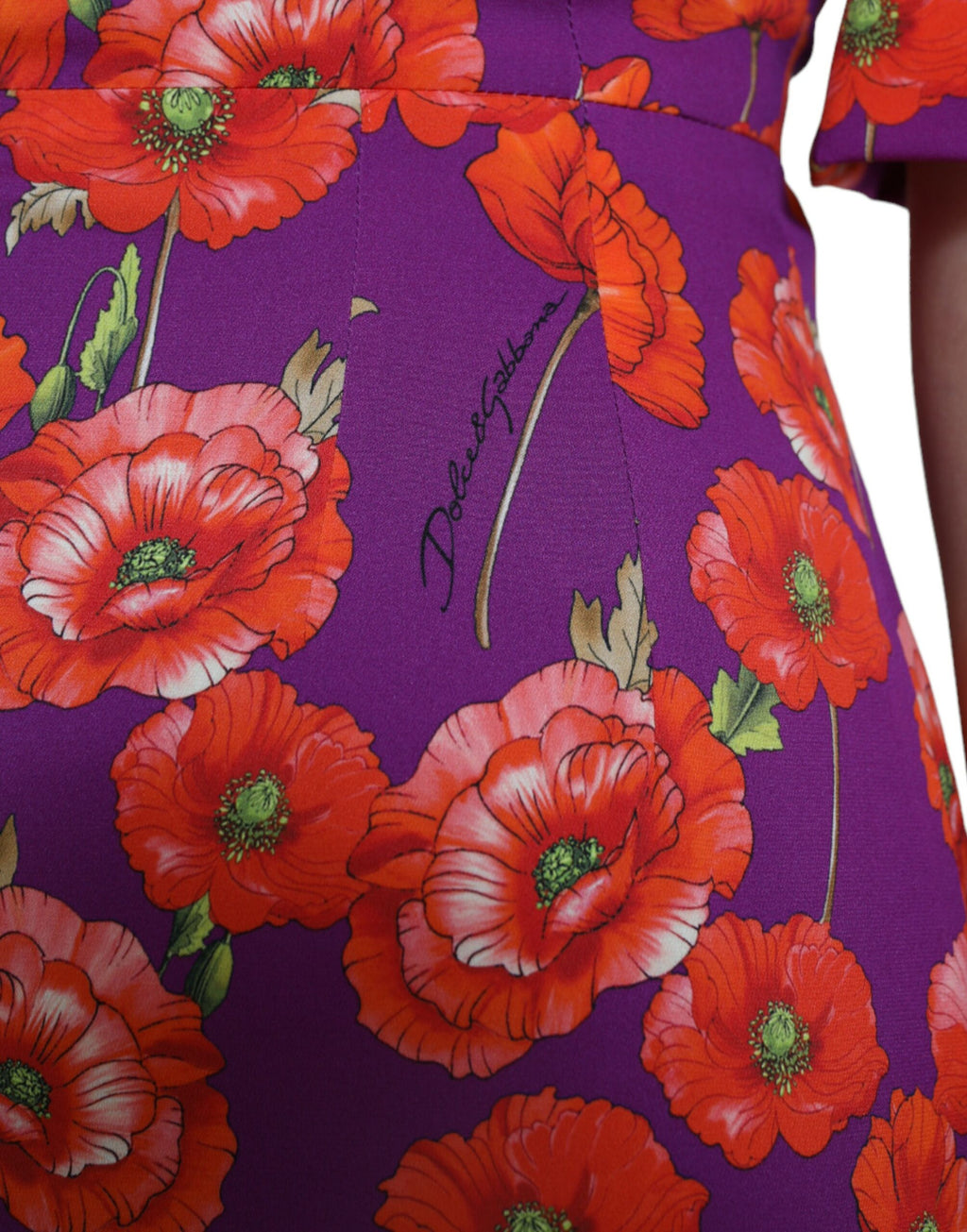 Dolce & Gabbana Mehrfarbiges Etuikleid mit Mohnblumenmuster
