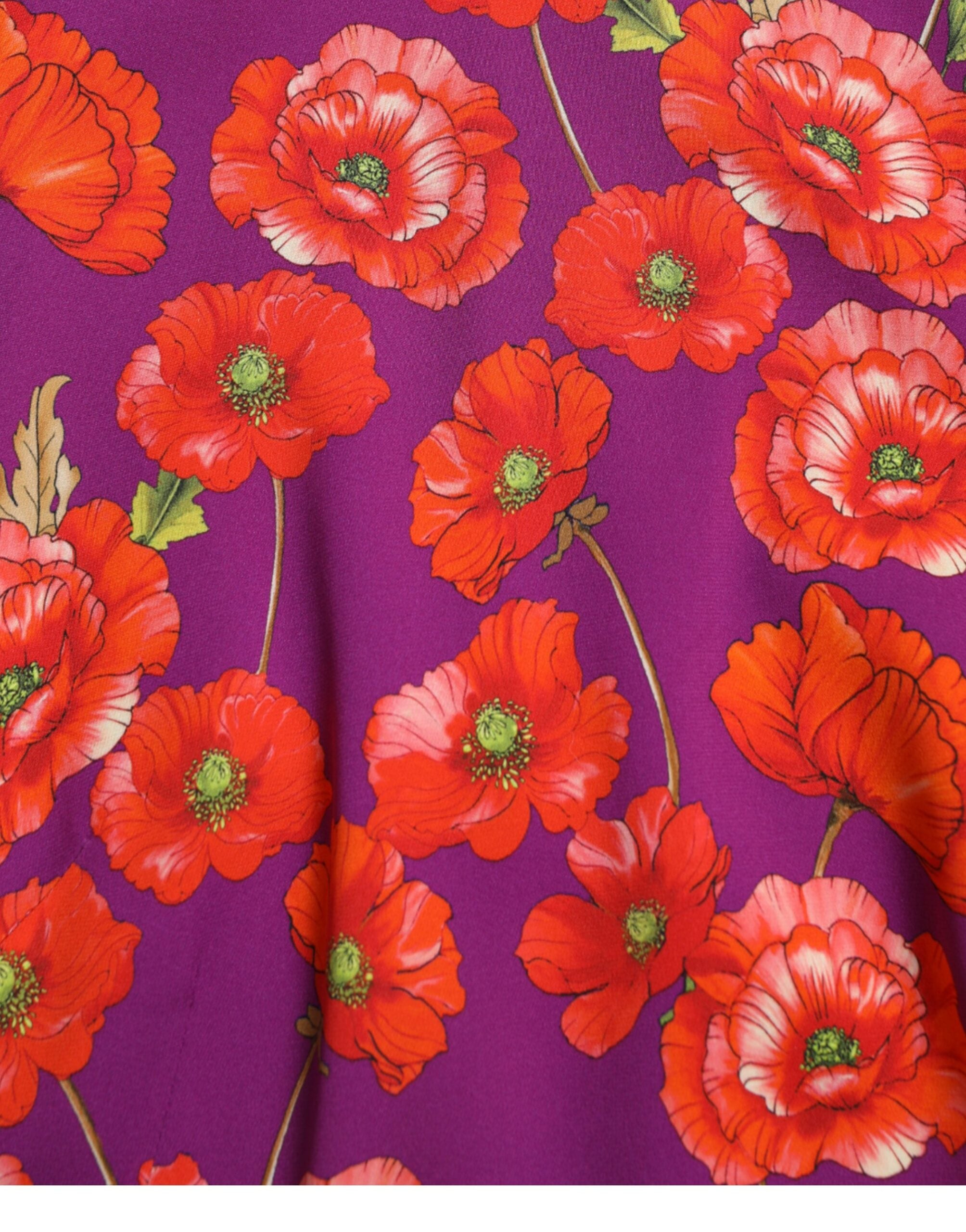 Dolce & Gabbana Mehrfarbiges Etuikleid mit Mohnblumenmuster