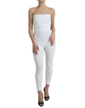 Dolce & Gabbana Weißes Nylon trägerloses Bodycon Jumpsuit Kleid