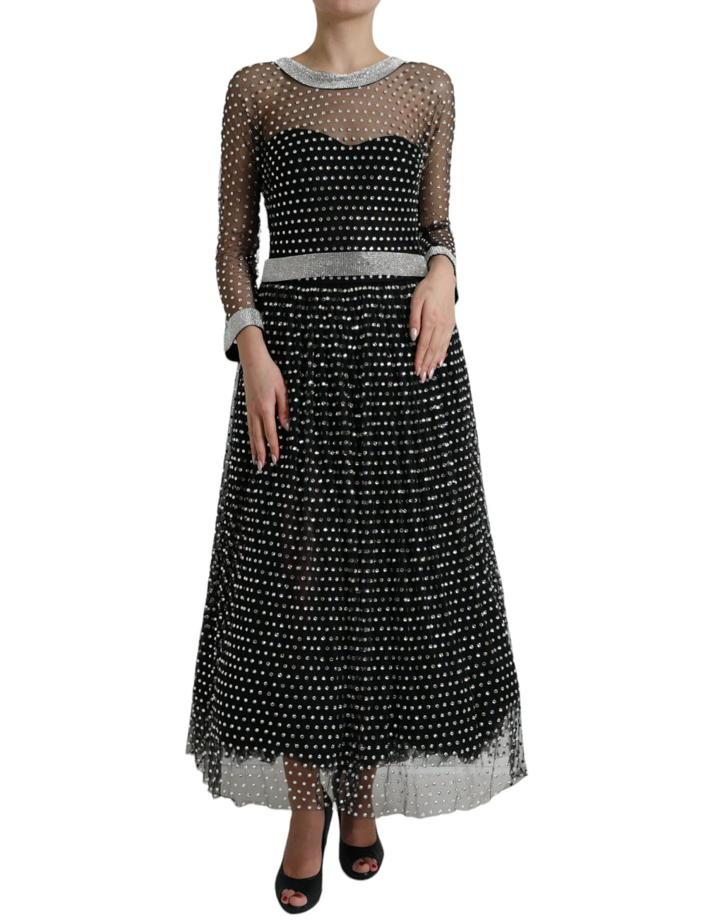 Dolce & Gabbana Black Crystal-Embellished A-Line Dress