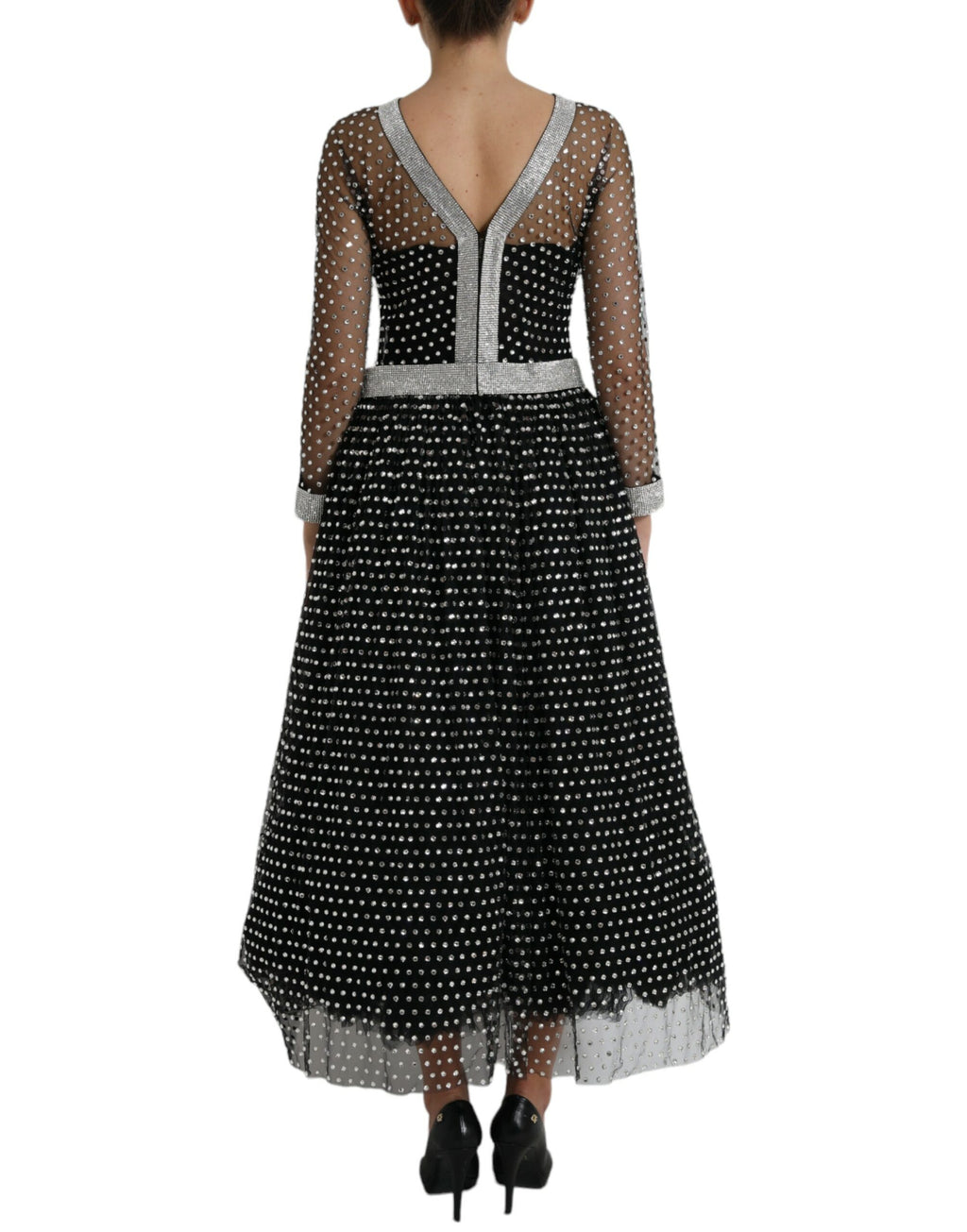 Dolce & Gabbana Black Crystal-Embellished A-Line Dress