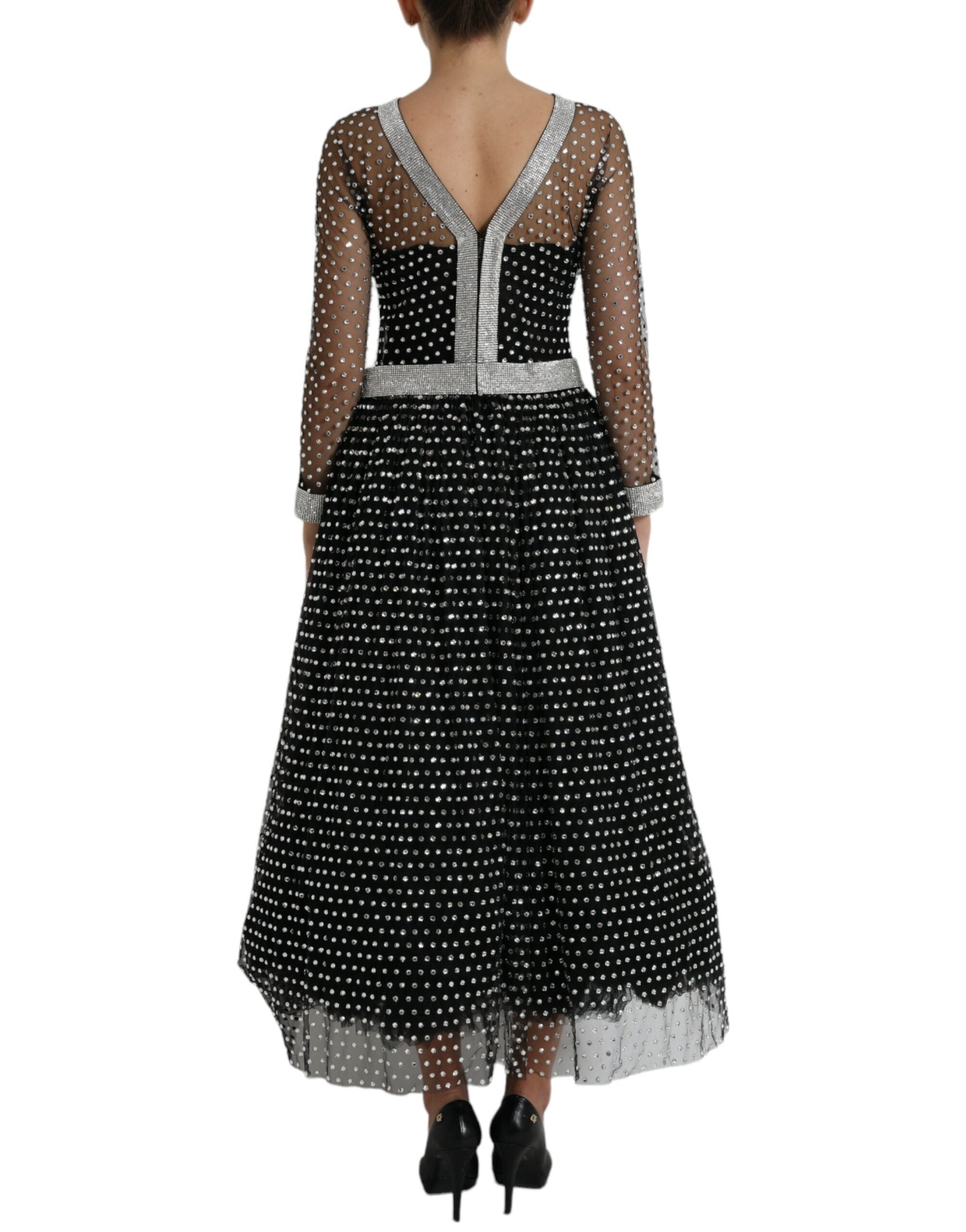 Dolce & Gabbana Black Crystal-Embellished A-Line Dress