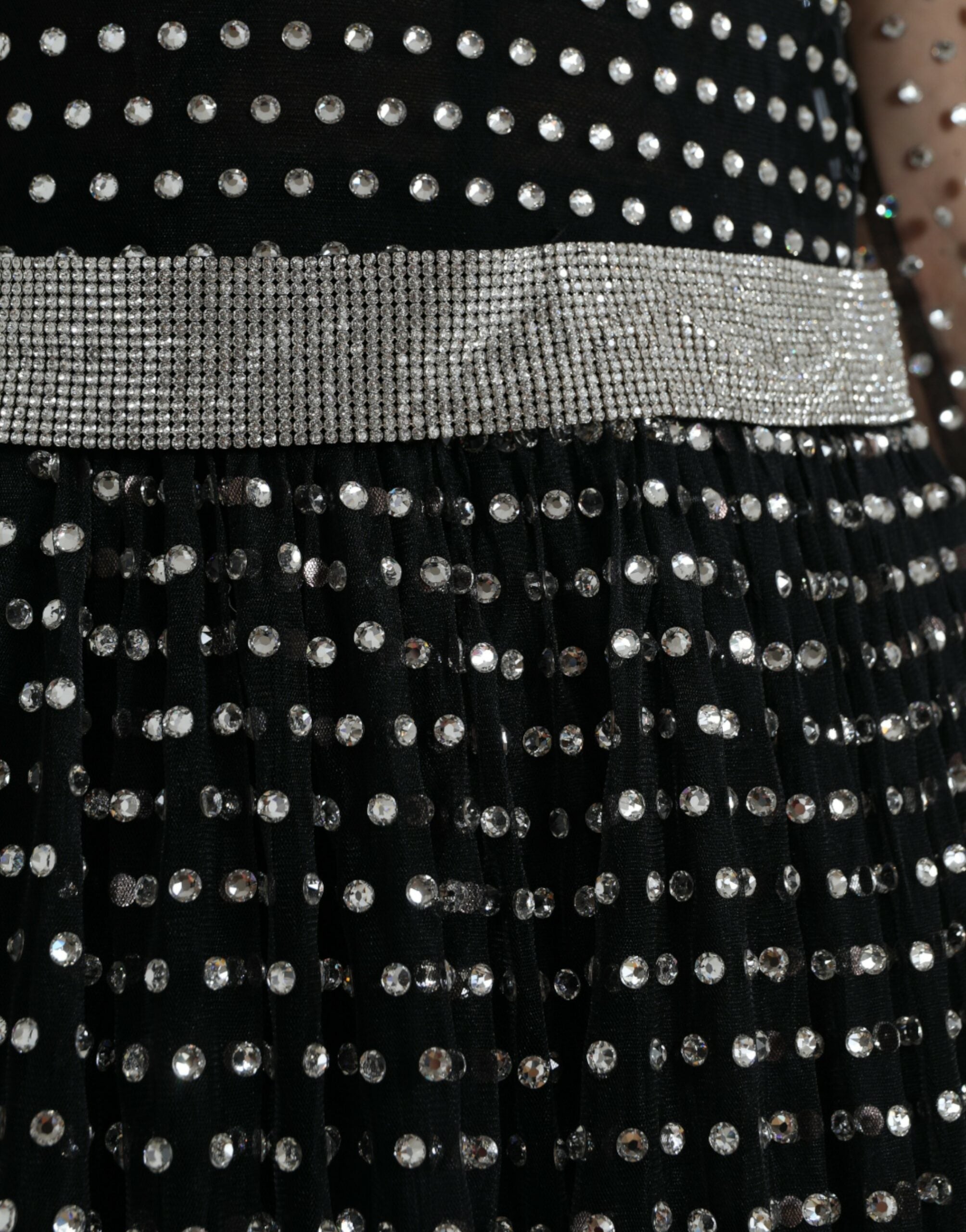Dolce & Gabbana Black Crystal-Embellished A-Line Dress