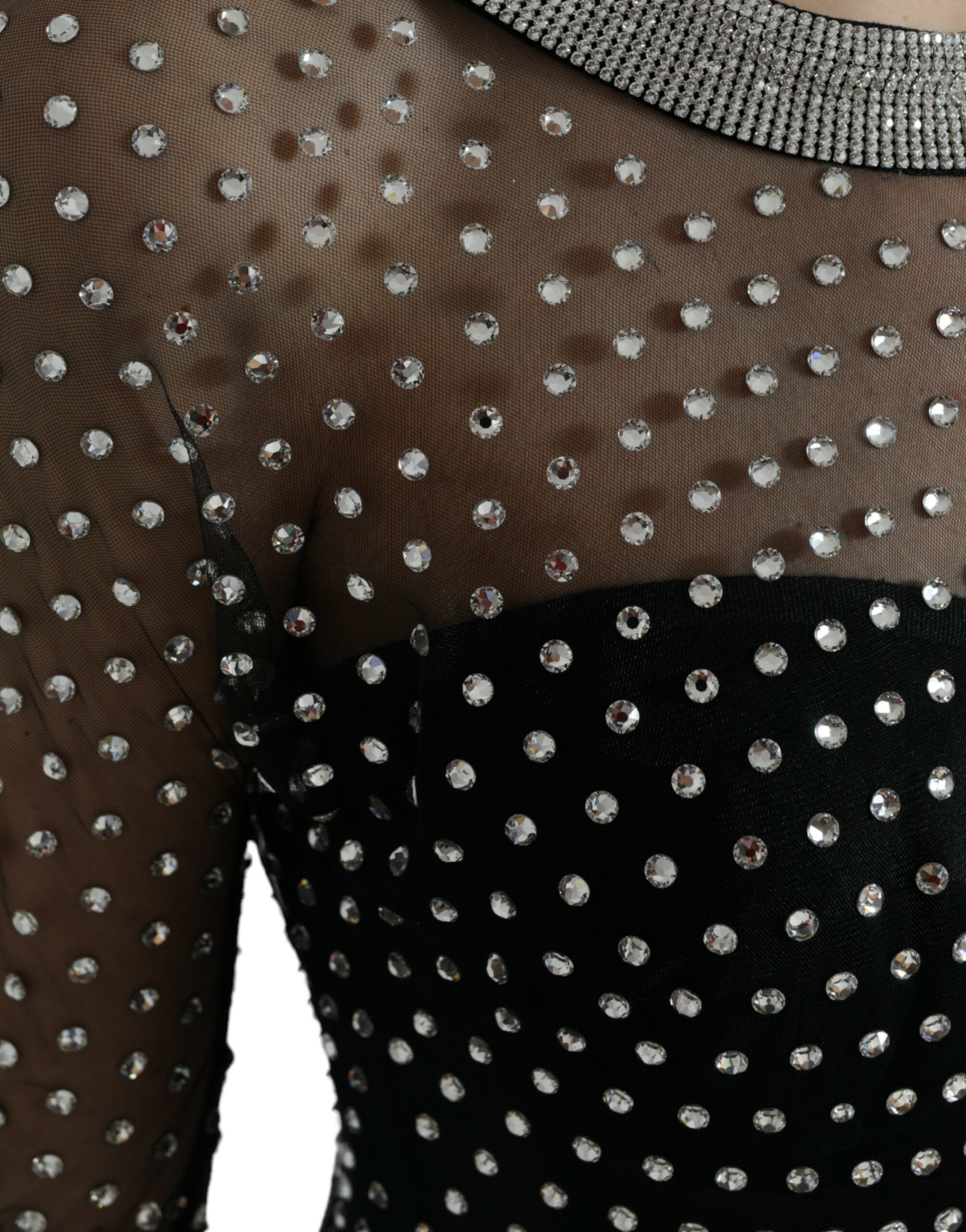 Dolce & Gabbana Black Crystal-Embellished A-Line Dress