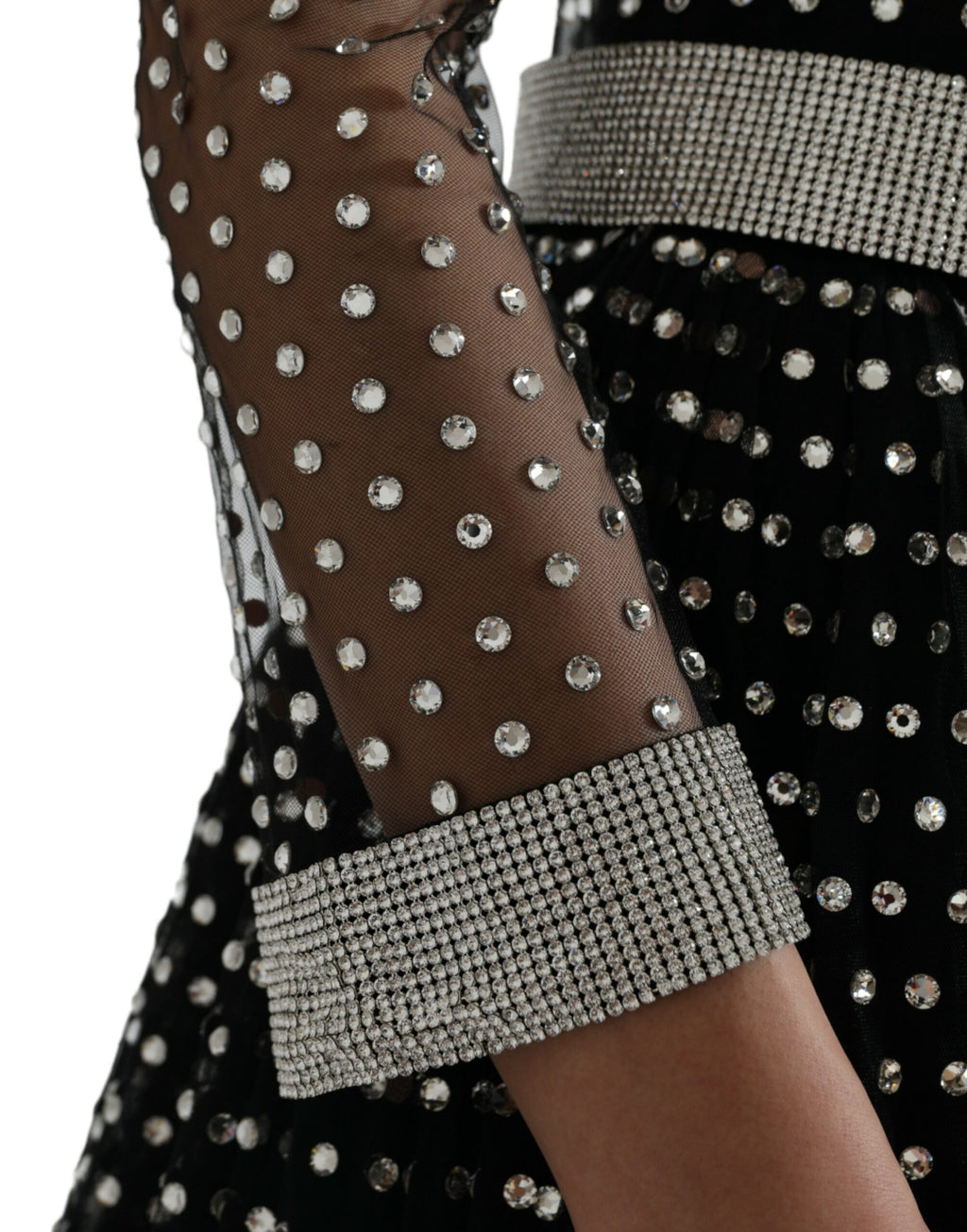 Dolce & Gabbana Black Crystal-Embellished A-Line Dress